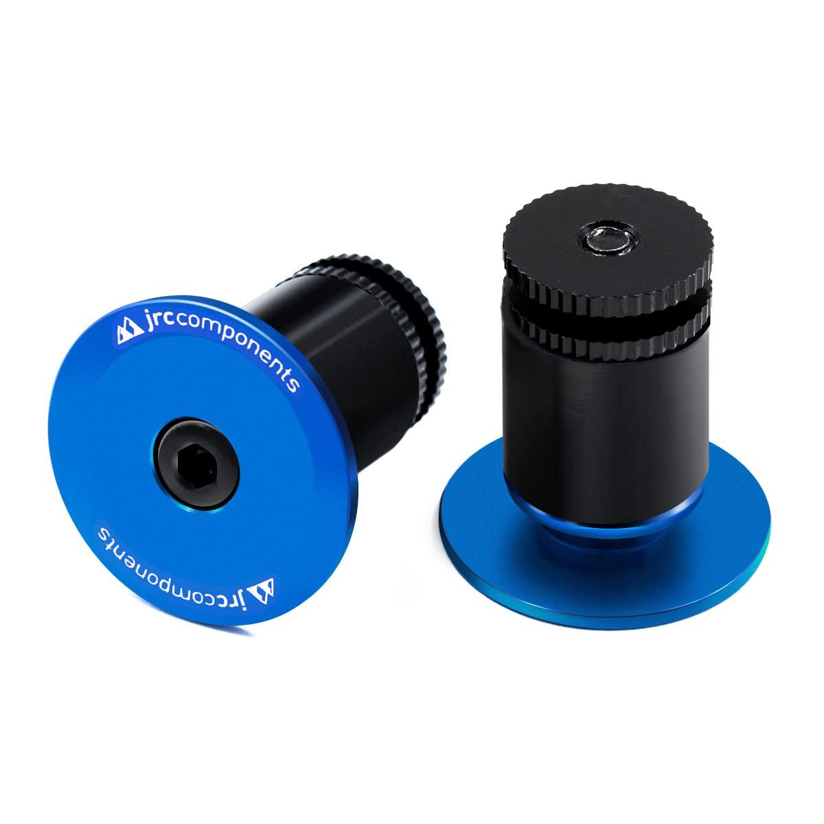 JRC Components JRC Components Aluminum Handlebar Bike Bar End Plugs for Bicycles | Pack of 2 Handlebar Plugs - Bar End Grips | Mountain Caps for Road Bikes - Premium Bike Handlebar Caps [Blue]