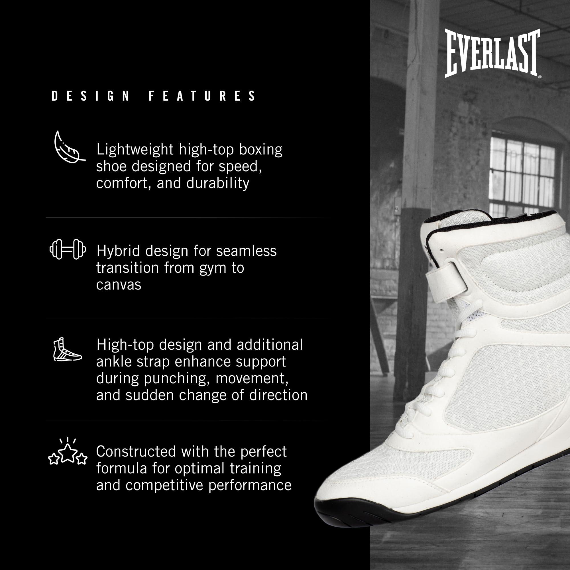 Everlast Everlast Elite V2 Boxing Shoes: Your Ultimate Training Companion for Excellence and Durability Boxing Shoes, Elite 2 Shoes, Training Footwear (White, Size 12)