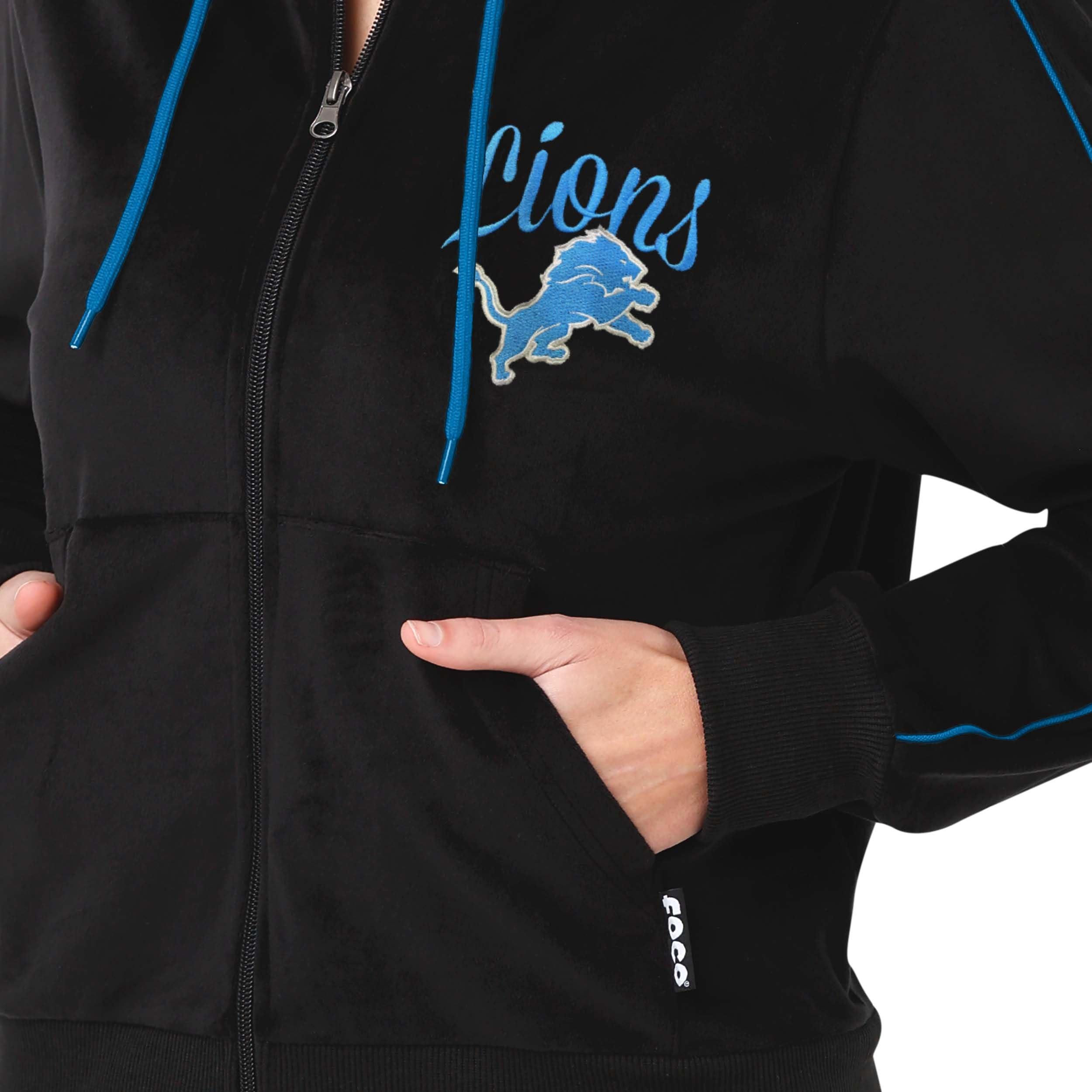 FOCO FOCO Women\'s Standard NFL Logo Ladies Fashion Tracksuit Soft Velour Sweatsuit Zip Up Jacket Top, Team Color