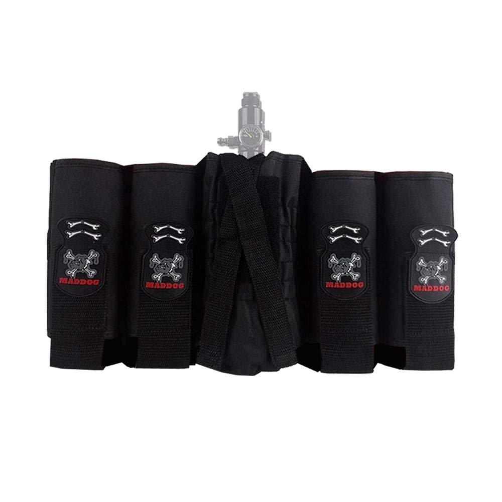 Maddog Maddog 4+1 Vertical Paintball Harness Pod Pack | Paintball Pod Holder Belt with Pouch for up to 88ci. Paintball Tank Bottle | Remote Coil Compatible