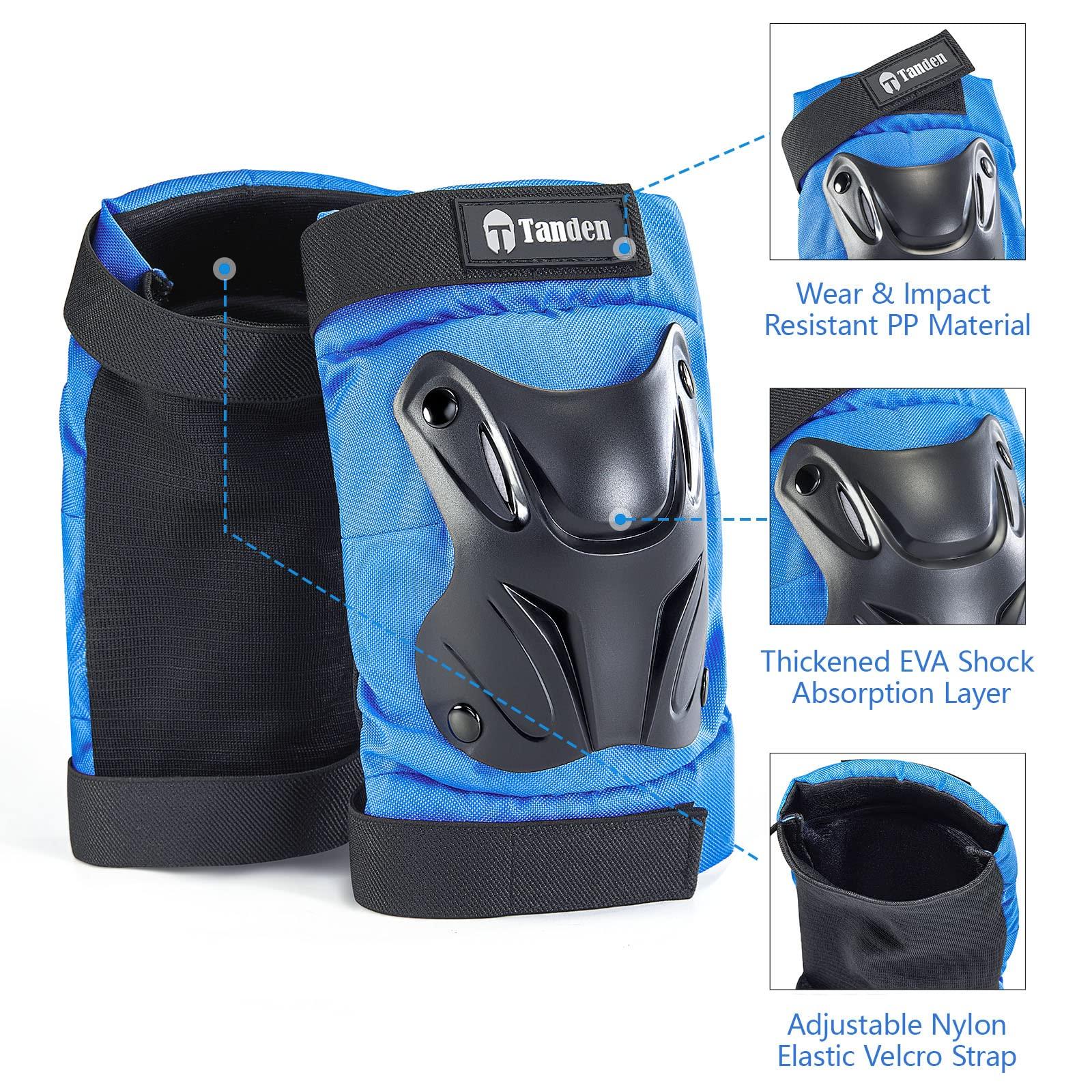 Tanden Tanden Skating Protective Gear Elbow and Knee Pads Adult, Knee Pads for Men Women Elbow Pads Wrist Guards for Roller Skating Cycling Skateboarding Blue