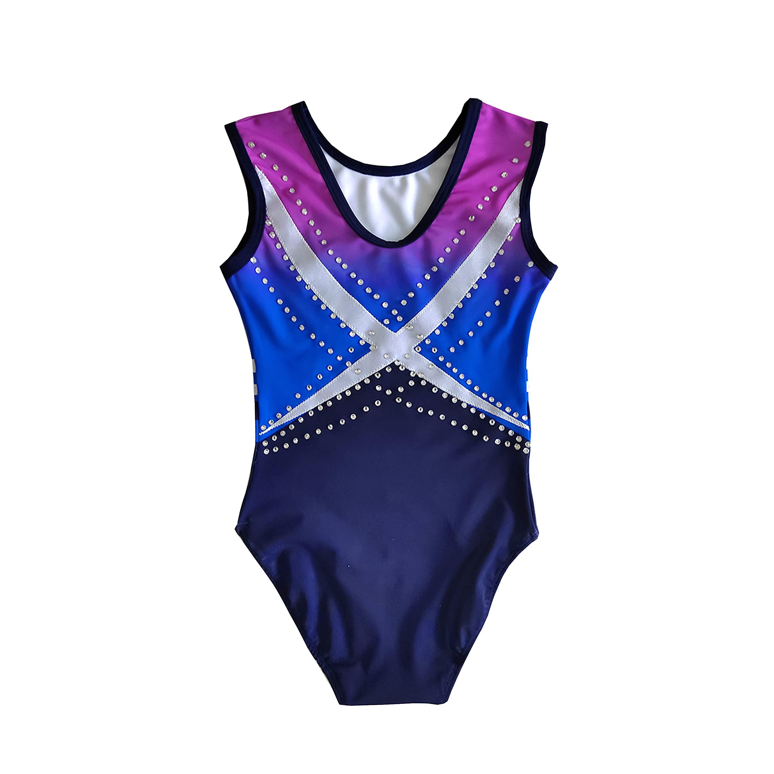 JoyCan JoyCan Rhythmic Gymnastics Leotards Blue Gradient Diamond Inlay Girls Competition Performance