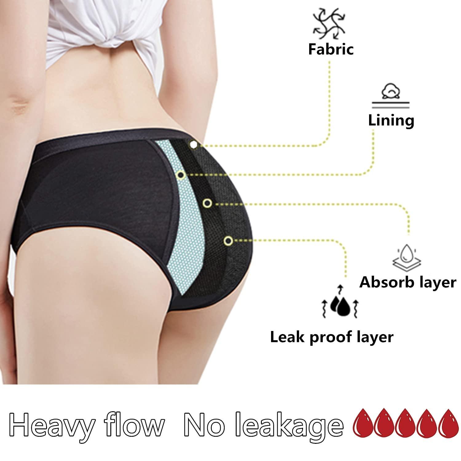 ZVZK ZVZK Period Panties Heavy Flow Women Absorbent Leak Proof Panty Postpartum Pants Menstrual Underwear Briefs 3 Pack (M, 1 PACK)