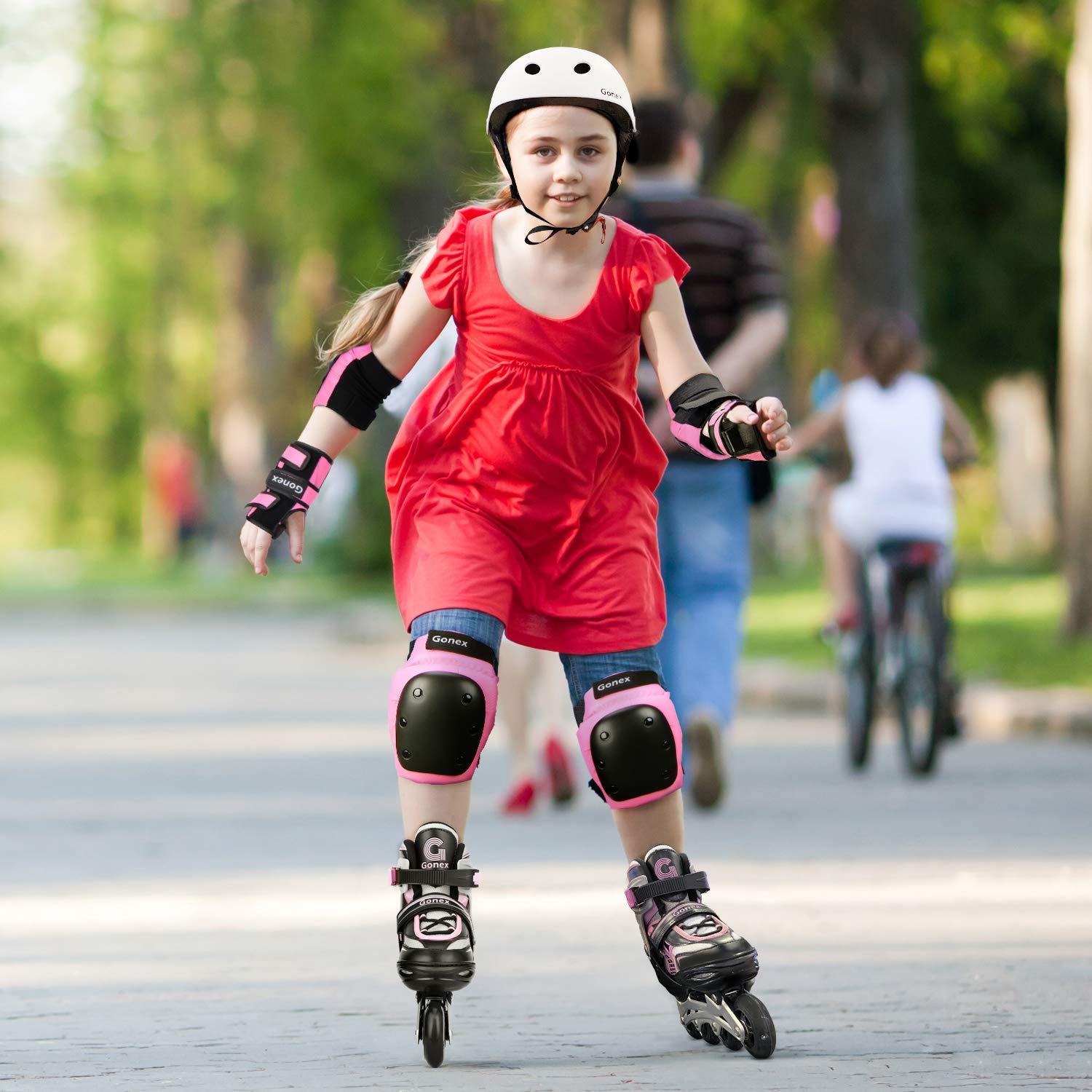 Gonex Gonex Inline Skates for Girls Boys Kids, Adjustable Skates Outdoor Blades Inline Roller Skates for Children Teens Women with Light Up Wheels for Indoor Outdoor Backyard Skating, Pink S