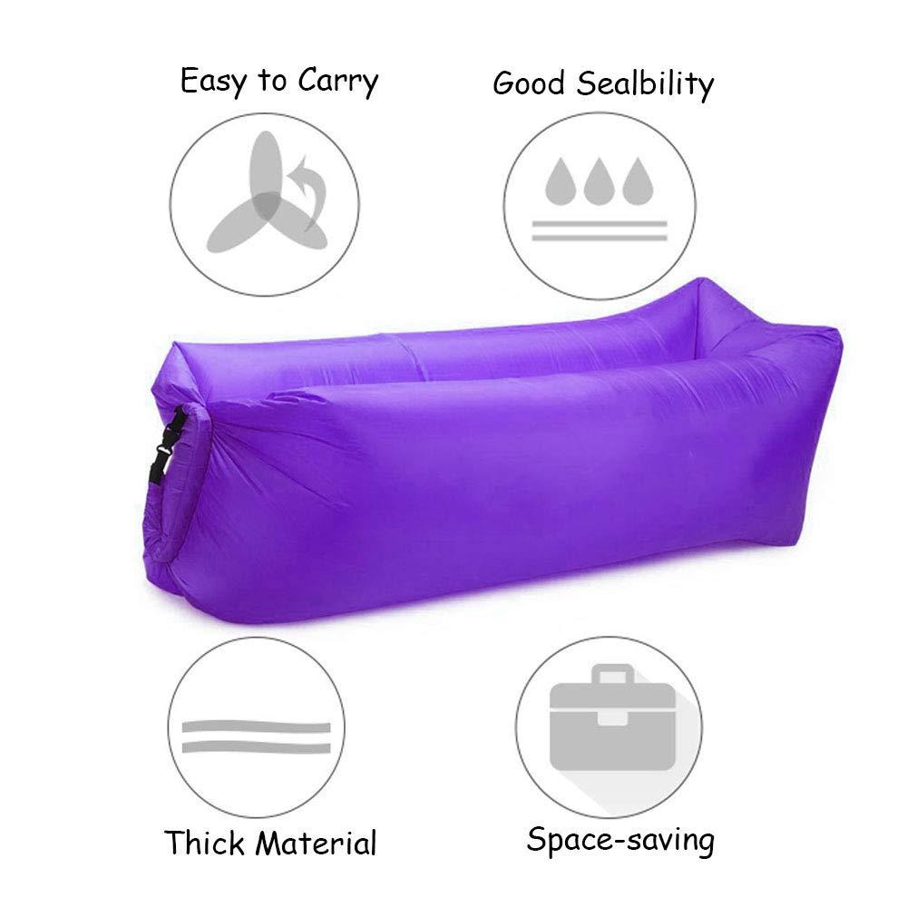 Beiruoyu Beiruoyu Inflatable Lounger Air Chair Sofa Bed Sleeping Bag Couch for Beach Camping Lake Garden (Purple)