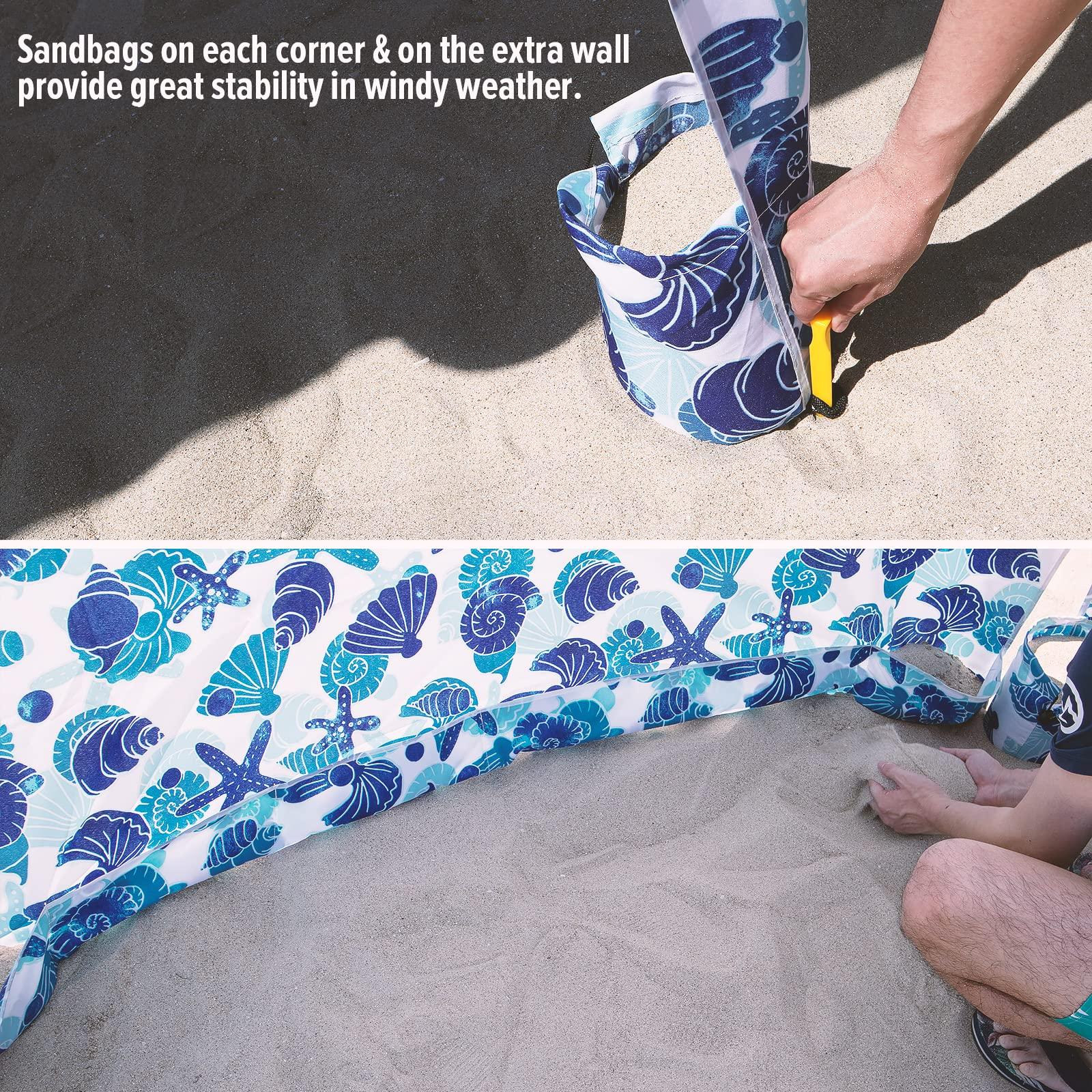 Qipi Qipi Beach Cabana - Easy to Set Up Canopy, Waterproof, Portable 6\' x 6\' Beach Shelter, Included Side Wall, Shade with UPF 50+ UV Protection, Ultimate Sun Umbrella - for Kids, Family - Sea Life