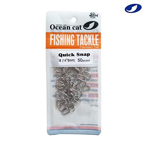 OCEAN CAT OCEAN CAT Fast Snaps Clip Stainless Steel Power Clips On Fishing Clips Connector Easy&Quick Change Lure Snaps for Freshwater Saltwater Kayak Drifting Fishing (L (16mm), 250 pcs)