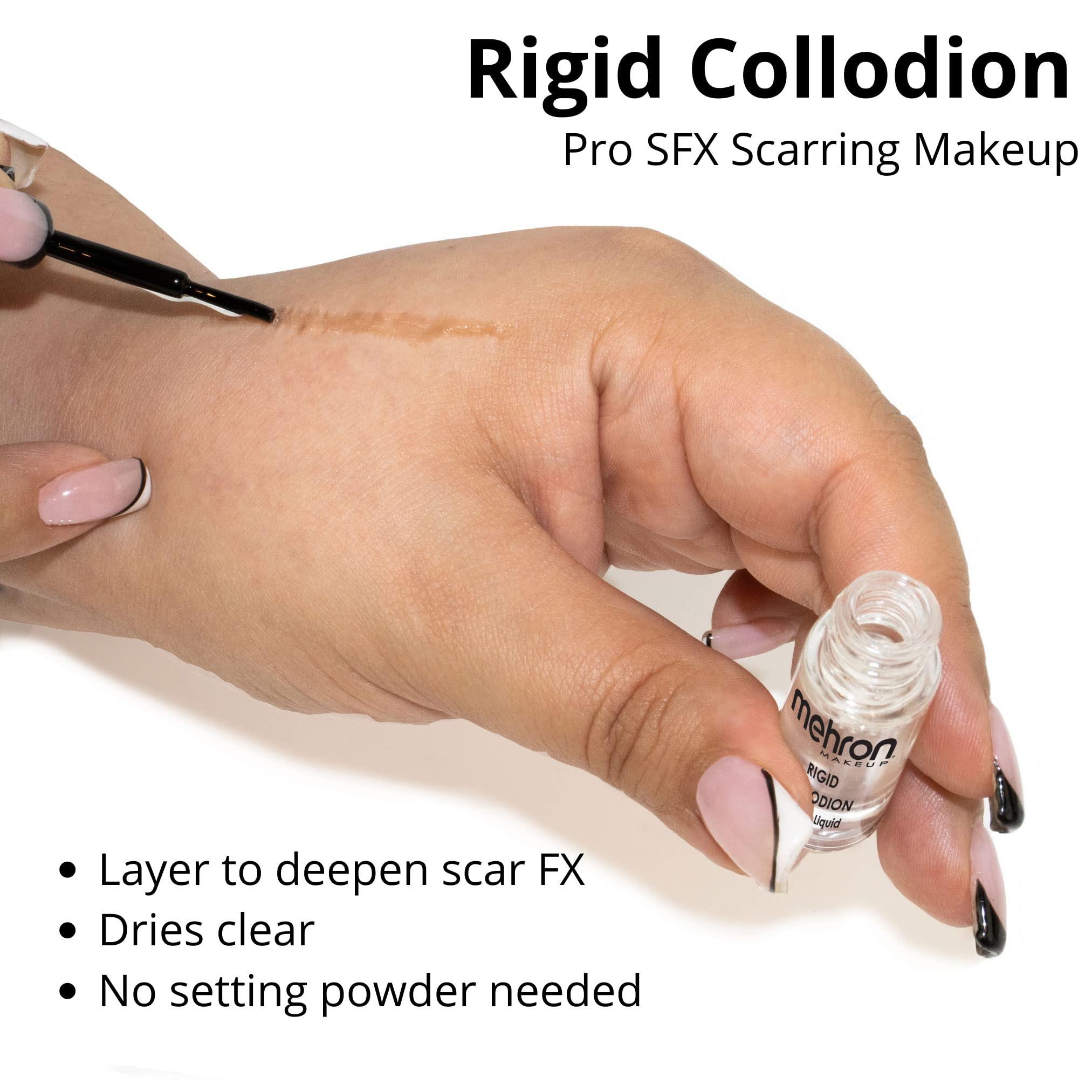 Mehron Mehron Makeup Rigid Collodion with Brush | Scarring Liquid | Liquid Scar Makeup | SFX Scar for Film .125 oz (4ml)
