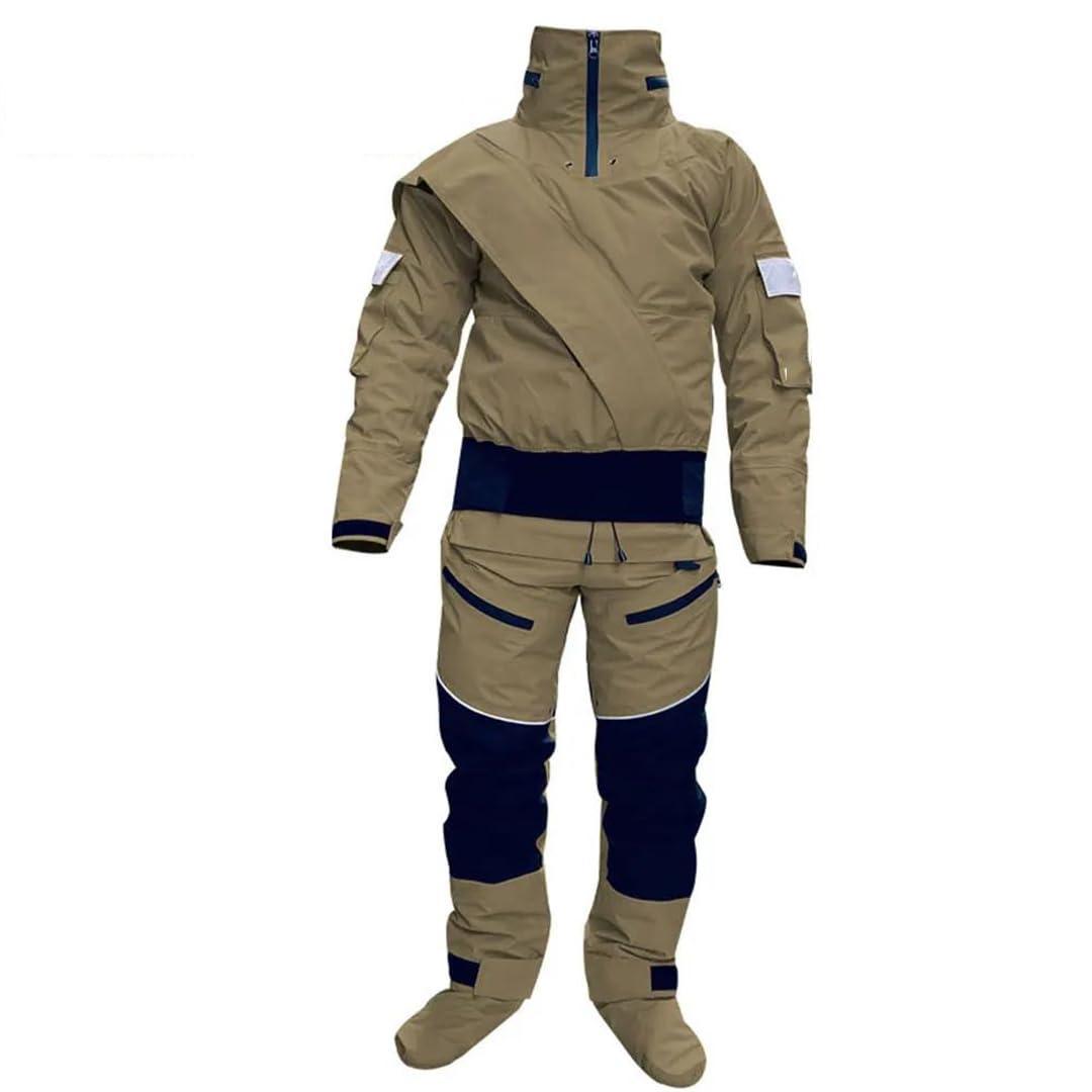 Wjnvfioo Wjnvfioo Kayak Dry Suits Men Hooded One-Piece Overall Paddling Drysuit Waterproof Survival Rescue Clothes EN8 S
