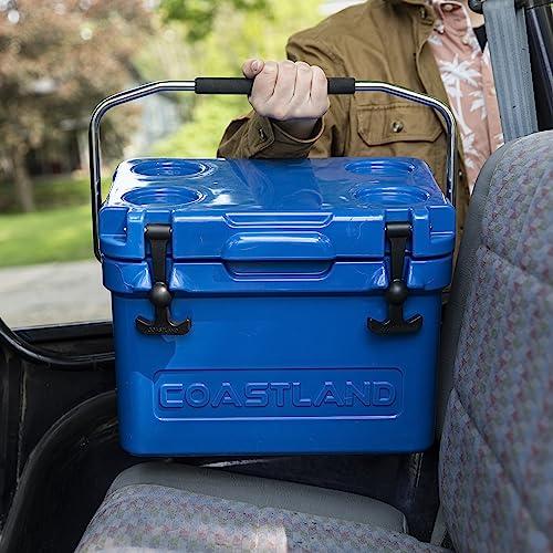 COASTLAND Coastland Bay Series Cooler Premium Everyday Use Insulated Rotomolded Cooler, Small Ice Chest for Tight Spaces, Soccer Games, & Tailgates, Blue, 15 QT