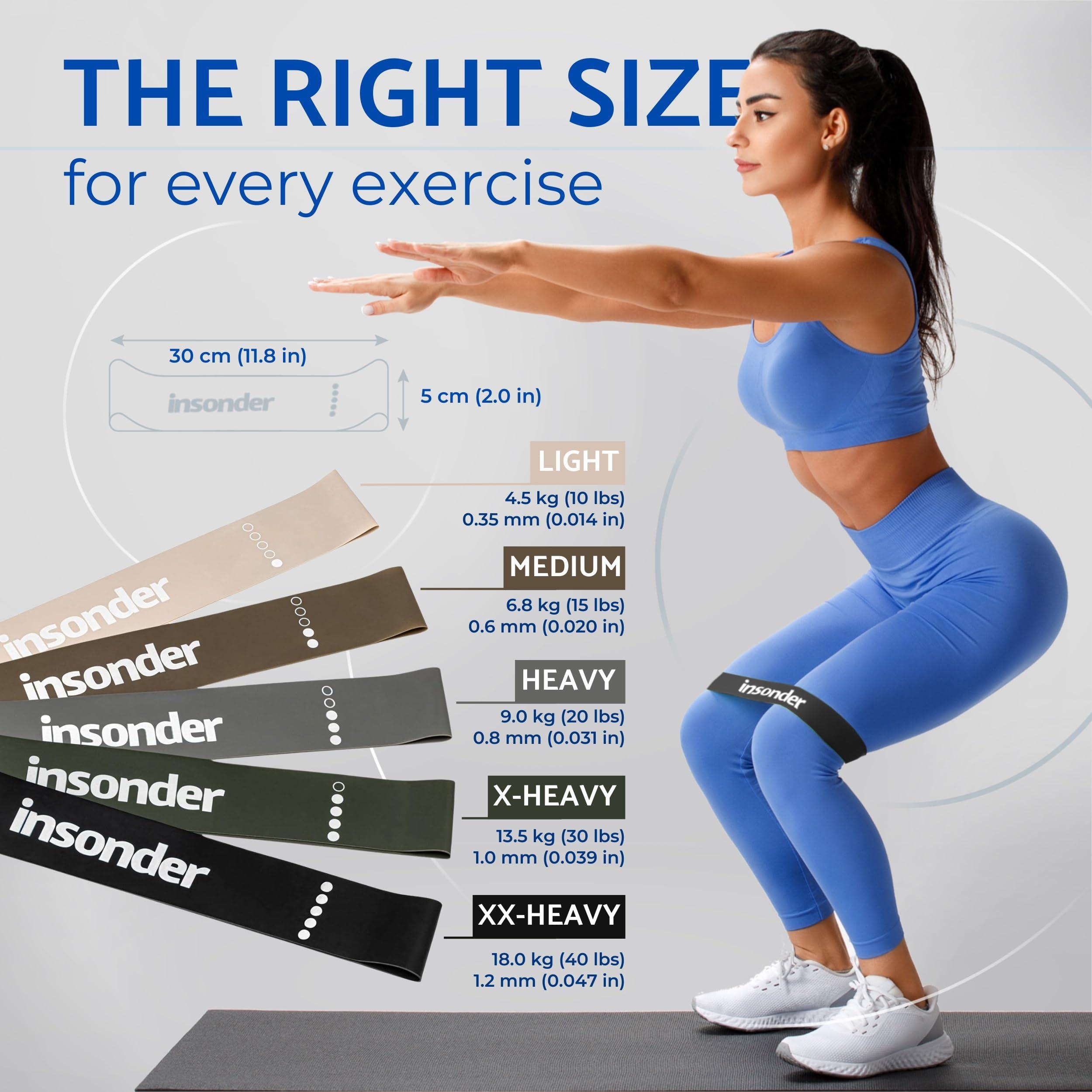 Insonder Insonder Resistance Band Set of 5 - Resistance Bands for Working Out - Exercise Bands Resistance - Workout Bands & Elastic Band - Stretch Bands for Exercise - Fitness Bands, Booty Bands Leg Exercise