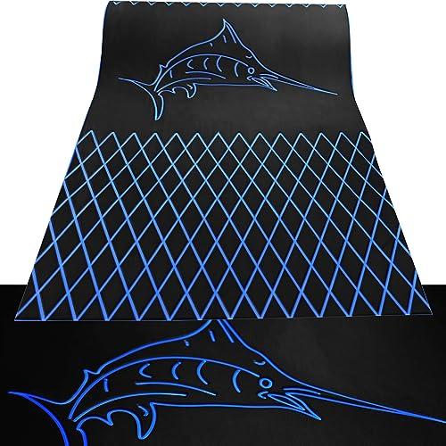 KT GuoMei 94.5\"37.8\"EVA Foam Boat Flooring Boat Decking Sheet Self-Adhesive Non-Slip For Fishing Suitable for yachts, cars, gardens, etc (90.5\" 37.8\", Fish scale and diamond stripes, Light brown and black)