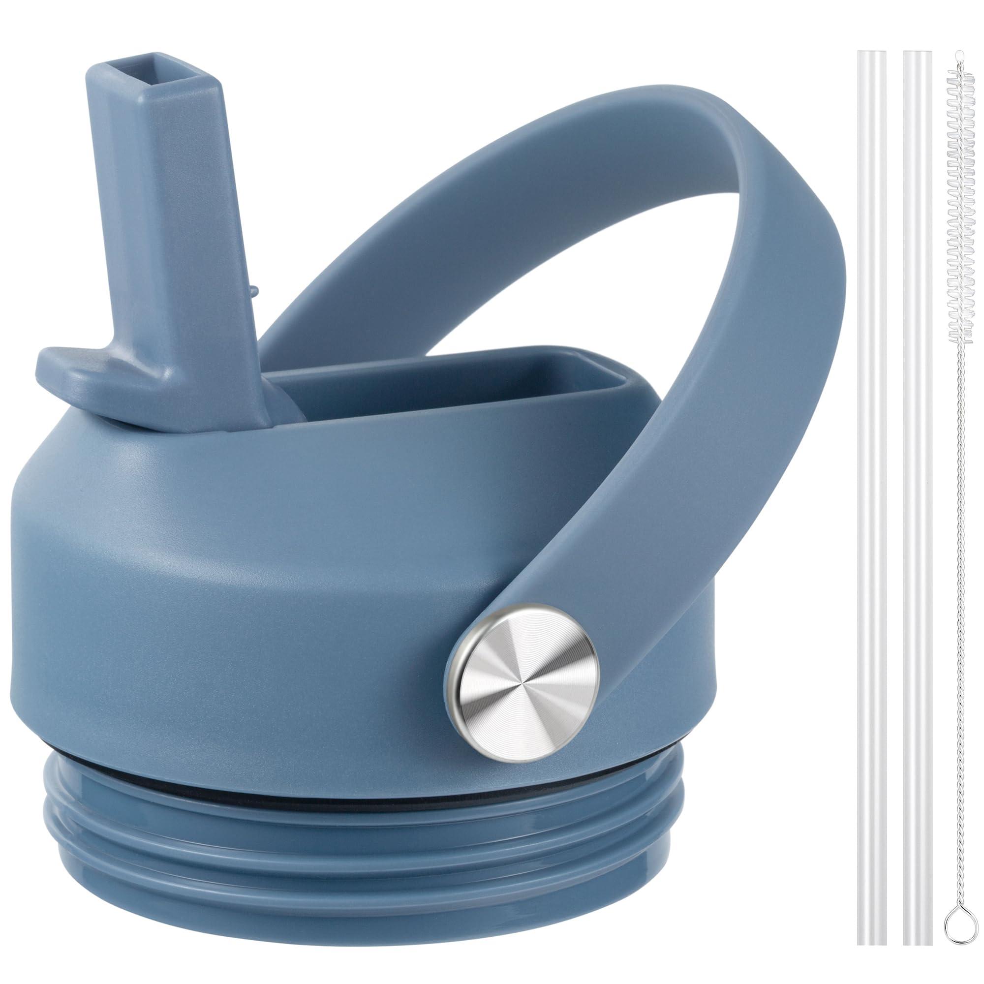 FLORAPELL Straw lid for Yeti Rambler 18 26 36 64 oz, Lid with Straws and Flexible Handle, Replacement Cap for Yeti 18oz 26oz 36oz 64oz Rambler Water Bottle Straw Cap, Nordic Blue