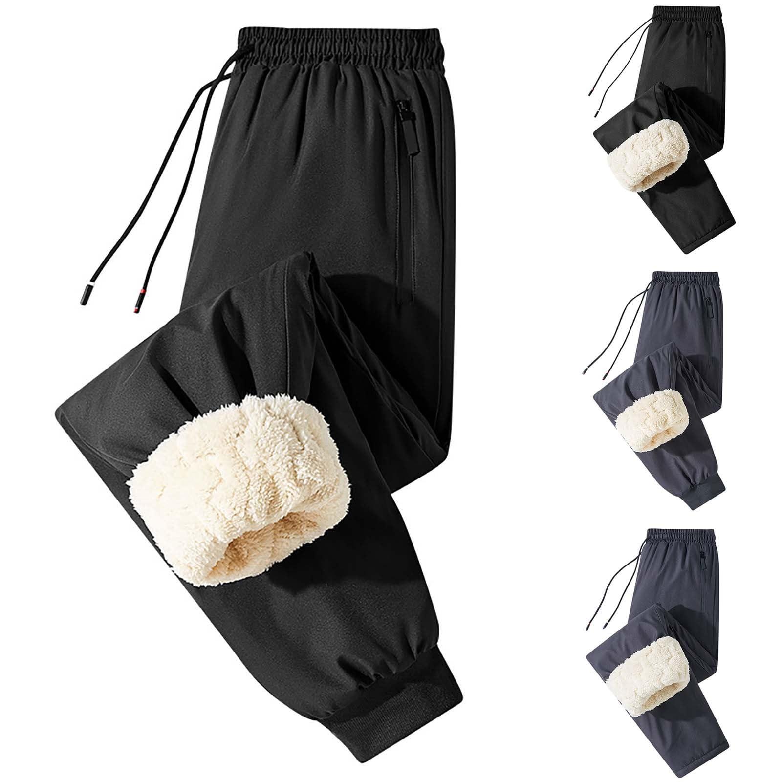 Men\'s Pants Men\'s Winter Fleece Sweatpants Sherpa Lined Pants Warm Lounge Drawstring Jogger Trousers Athletic Pants