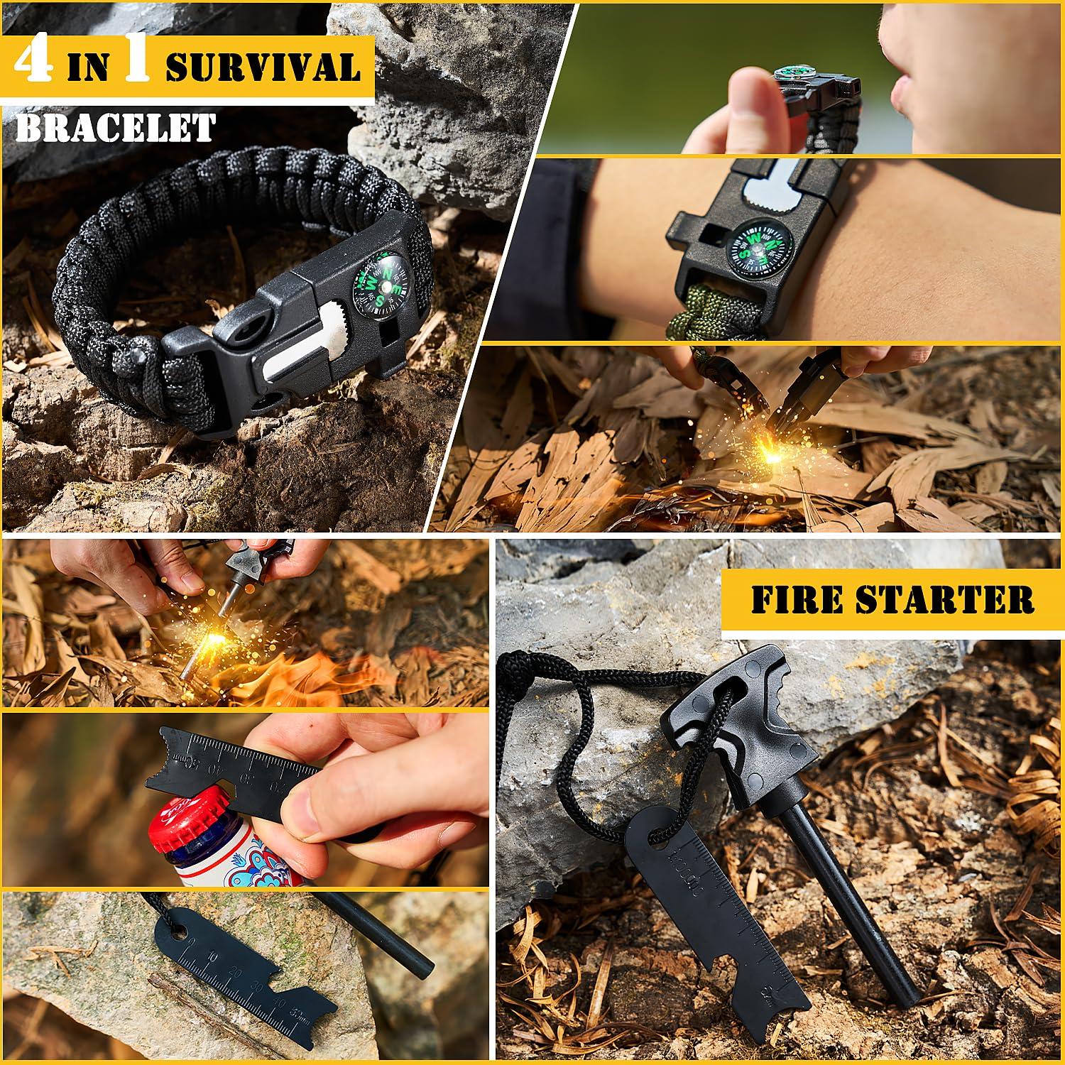 Skywod Survival First Aid Kit,99PCS Professional Survival Gear Large Hiking Backpack with Emergency Equipment Outdoor Adventure Accessories,Gift for Men Father - (Camo-Brown)