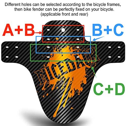 NICEDACK NICEDACK Bike Fender, Adjustable MTB Mud Guard, Front and Rear Compatible Mudguards, Fits 650B 20\" 26\" 27.5\" 29 inch Fat Tire Bikes and All Disc Brake Bicycles (Carbon Fiber Pattern,Orange)
