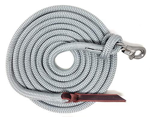 Knotty Girlz Knotty Girlz 9/16 Double Braid Polyester Yacht Horse Lead Rope Natural Horsemanship with Option of Loop or Snap 12ft. or 14ft. Lengths (Grey, 12 ft. Brass Trigger Snap)