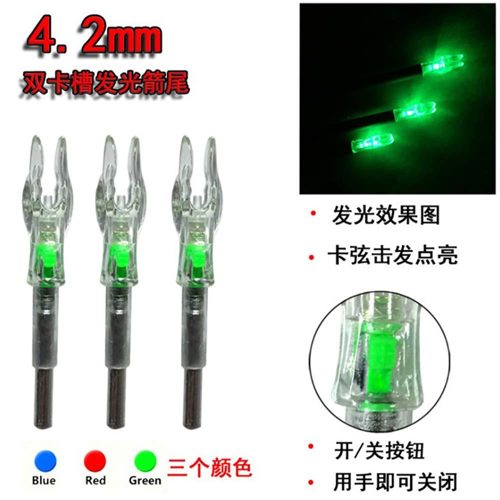 SHARROW SHARROW Archery Arrows Nock LED Lighted Nocks Hunting Shooting Luminous Lighted Compound Recurve Bow Glowing Arrow Nock Tail Fit 4.2mm Arrow Shaft 6pcs (Green)