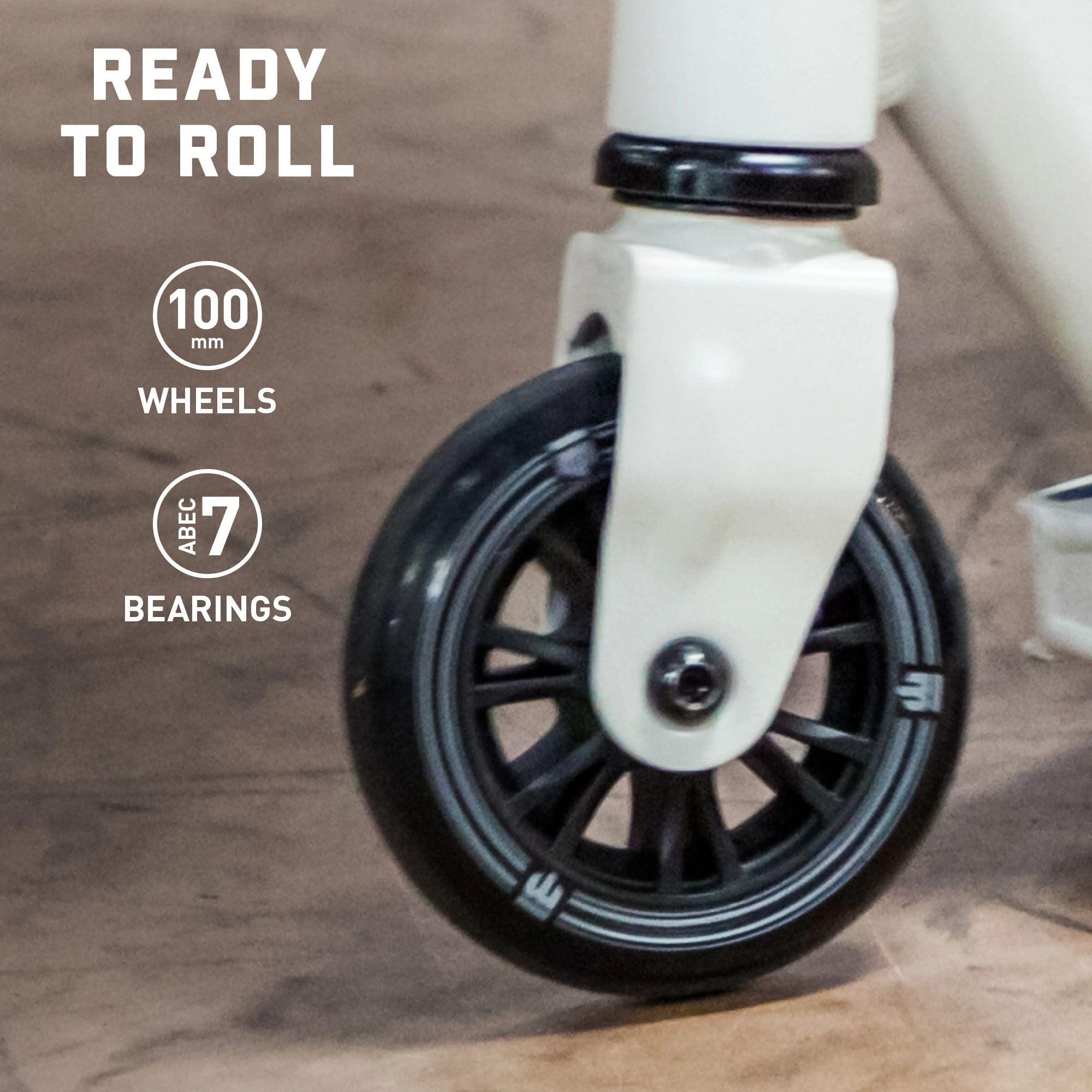 Mongoose Mongoose Rise 100 Freestyle Stunt Trick Scooter, Lightweight Alloy Deck & Heavy-Duty Frame Up to 220 lbs., Bike-Style Grip, High Impact 100mm Wheels, White/Red