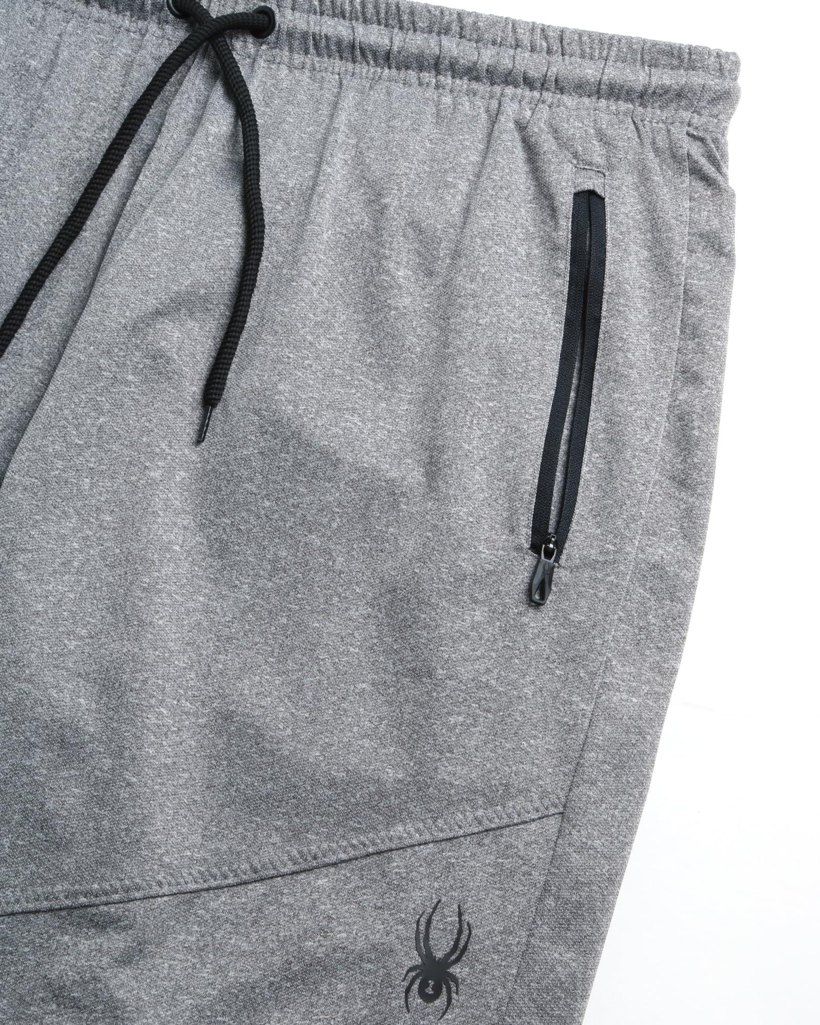 Spyder Spyder Mens Sweatpants with Pockets - Athletic Performance Tech Joggers for Men, Terry Workout Pants for Gym, Running, Hiking, Size Medium, Burnt Charcoal