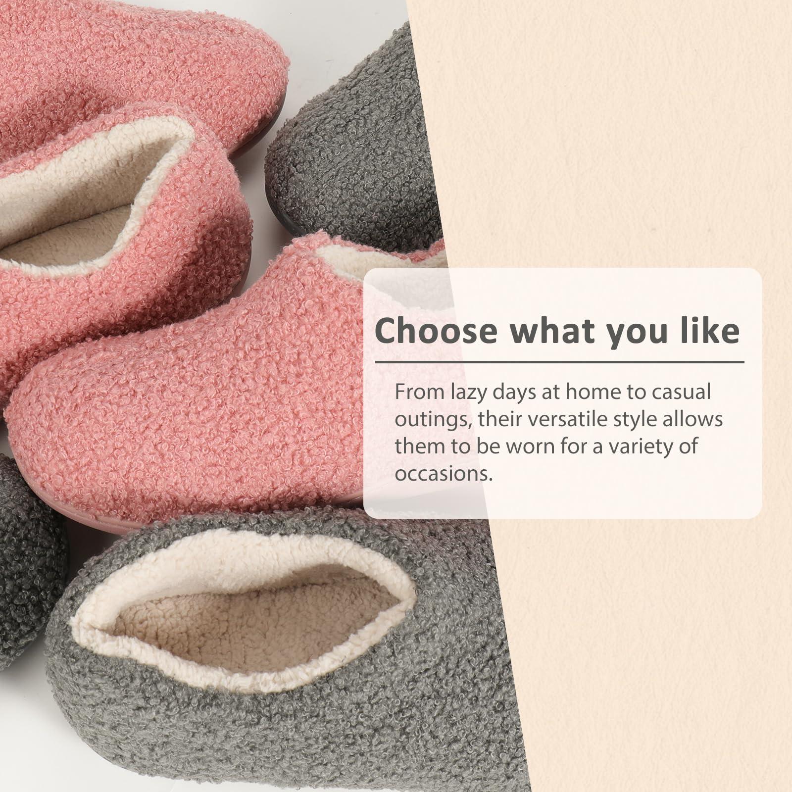 ULTRAIDEAS ULTRAIDEAS Women's Indoor Loafer House Slippers with Memory Foam, Ladies Warm Closed Back House Shoes with Non-Slip Outdoor Rubber SoleTeddy Pinksize 8