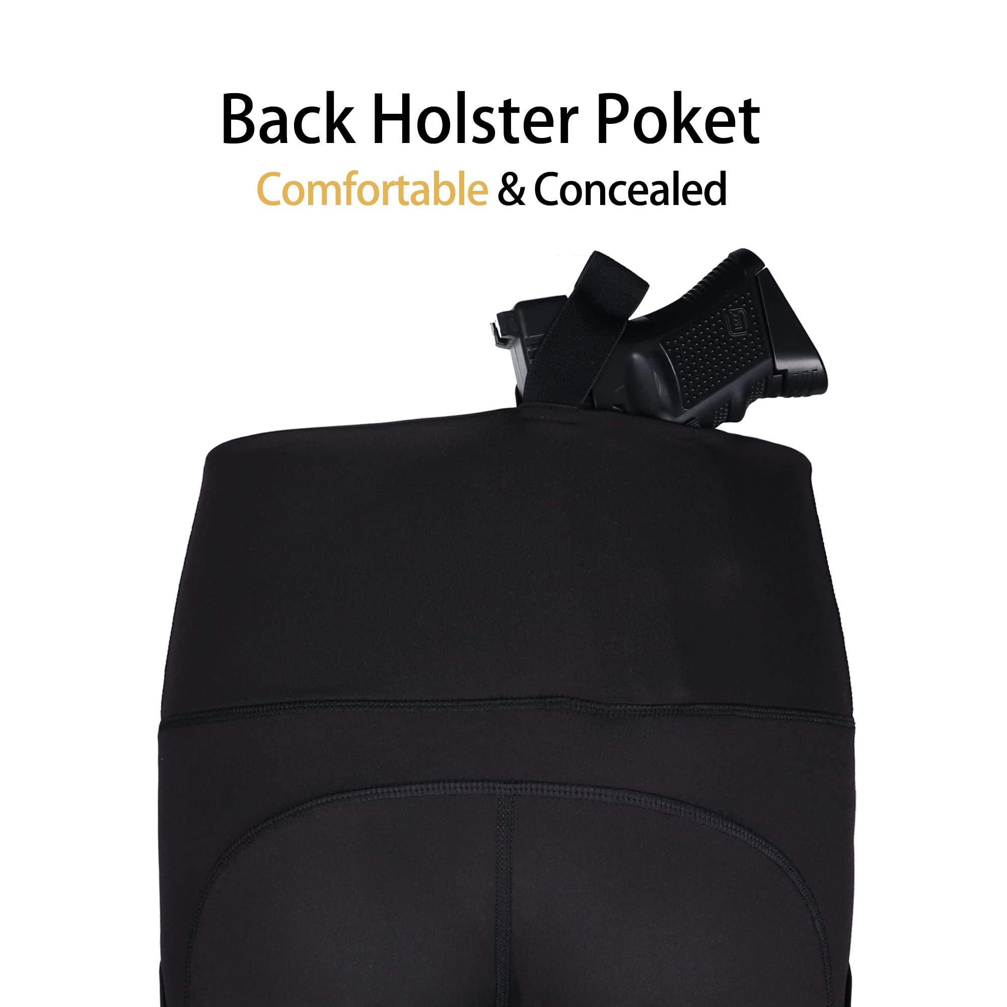 lilcreek Lilcreek Women\'s Concealed Carry Leggings Gun Holster with Side Pockets,Concealment Compression Universal Yoga Pants