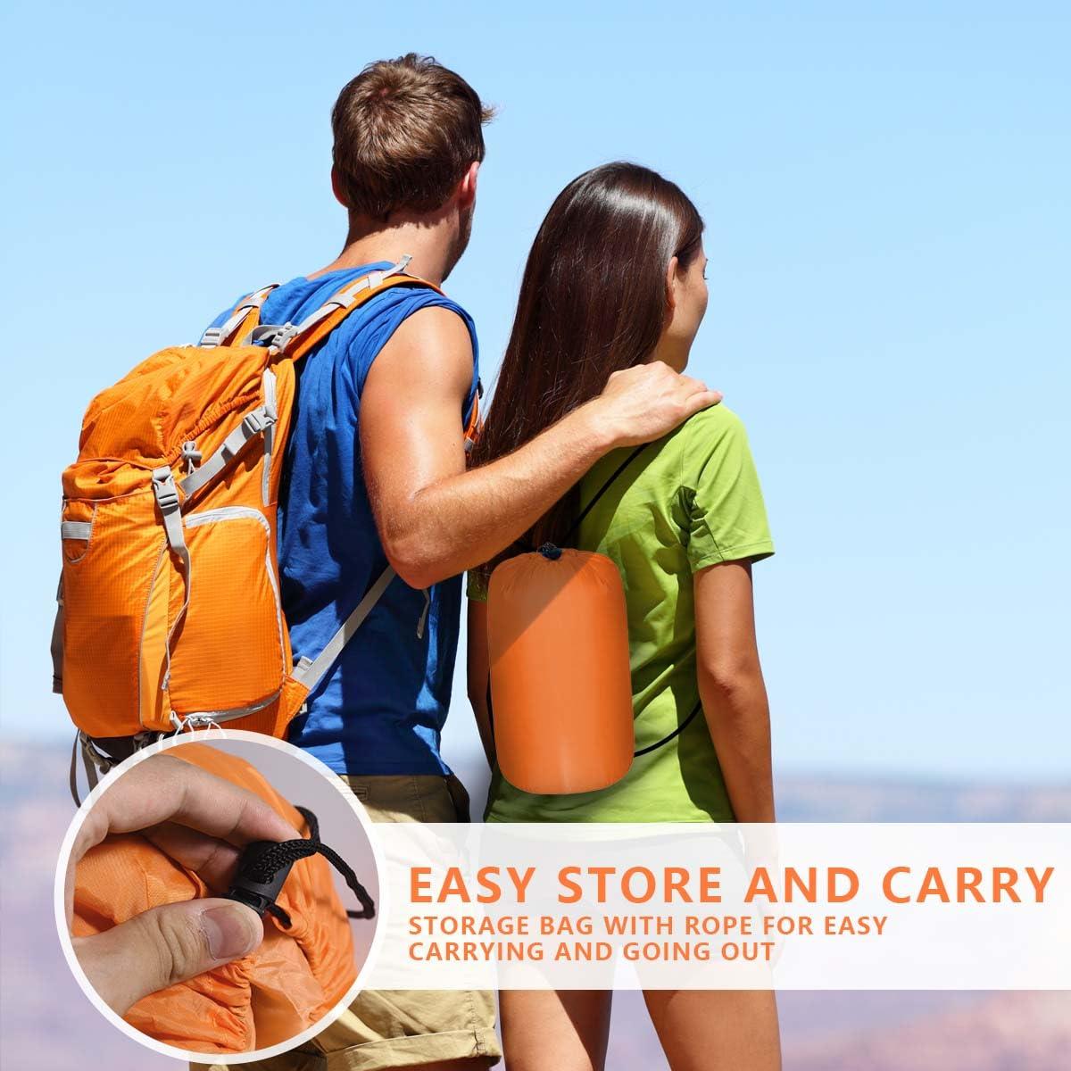 OBTANIM OBTANIM Camping Sleeping Bags Portable Waterproof Sleeping Bag for Adults Kids 4 Seasons Winter, Fall, Spring, Summer Backpacking Hiking Camping Mountaineering Indoor Outdoor Use (Orange)