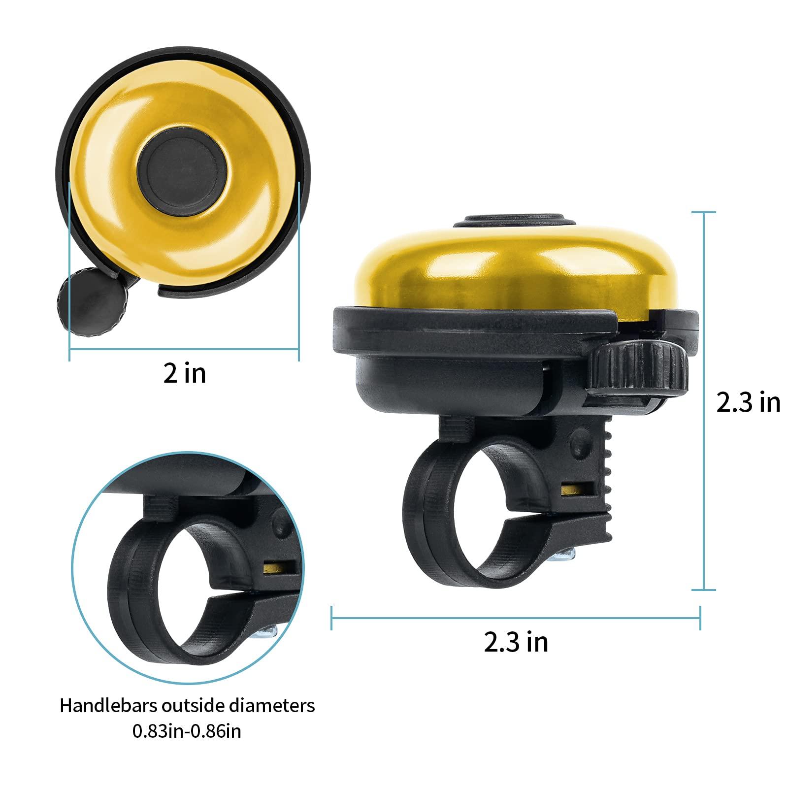 Xthuge Xthuge Classic Bike Bell, Aluminum Bicycle Bell, Loud Crisp Clear Sound Bicycle Bike Bell for Adults Kids(Gold-Right Hand Use2 Pack)