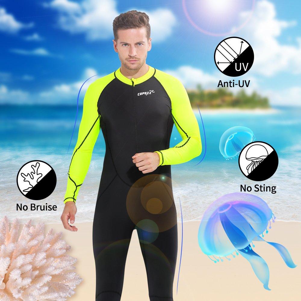 COPOZZ COPOZZ Diving Skin, Men Women Youth Thin Wetsuit Rash Guard- Full Body UV Protection - for Diving Snorkeling Surfing Spearfishing Sport Skin (Black/Green, Medium for Men)