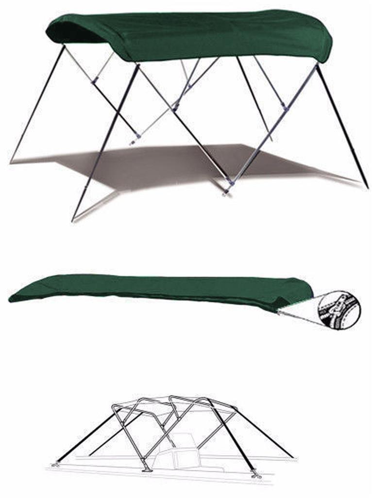 STOPBYUS 7.6 oz Green 4 Bow Round Tube Boat Bimini TOP Sunshade Compatible for Stingray 235LR Sport Deck 2011-2017