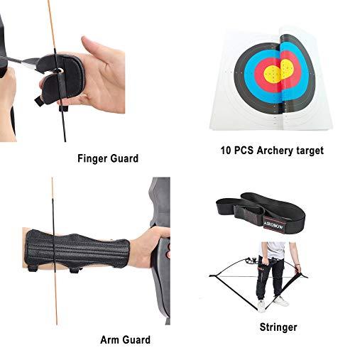 OEELINE OEELINE Airobow Recurve Bow and Arrow Set,Takedown Archery Bow 62 inch Hunting Bow Right Hand Draw Weights in 25-55 lbs,35lbs