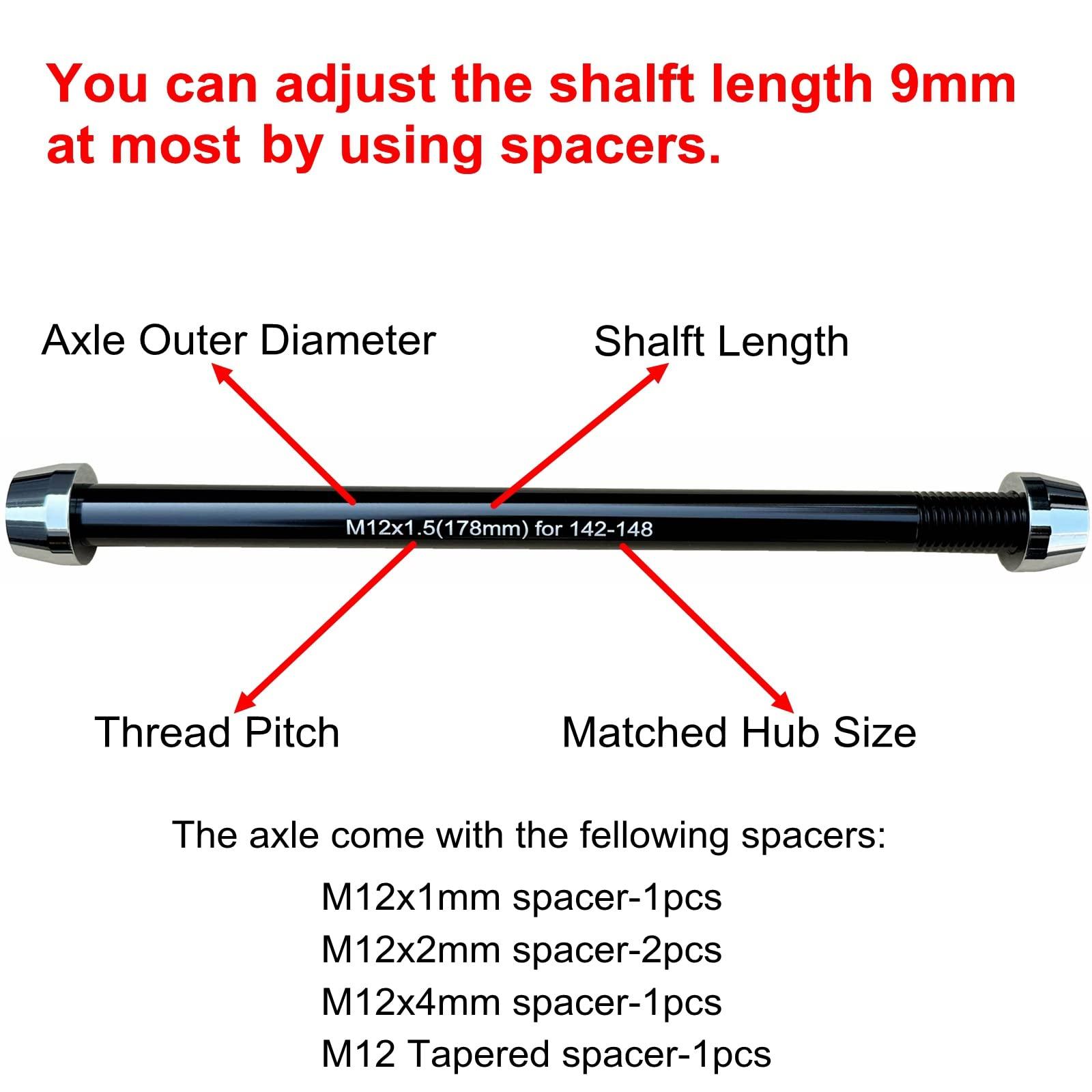 ODIER Bike Trainer Thru Axle Adapter for Bicycle Indoor Trainers 12MM Axle 1.0/1.5/1.75 Thread Pitch Multiple Length (M12 184-1.0)