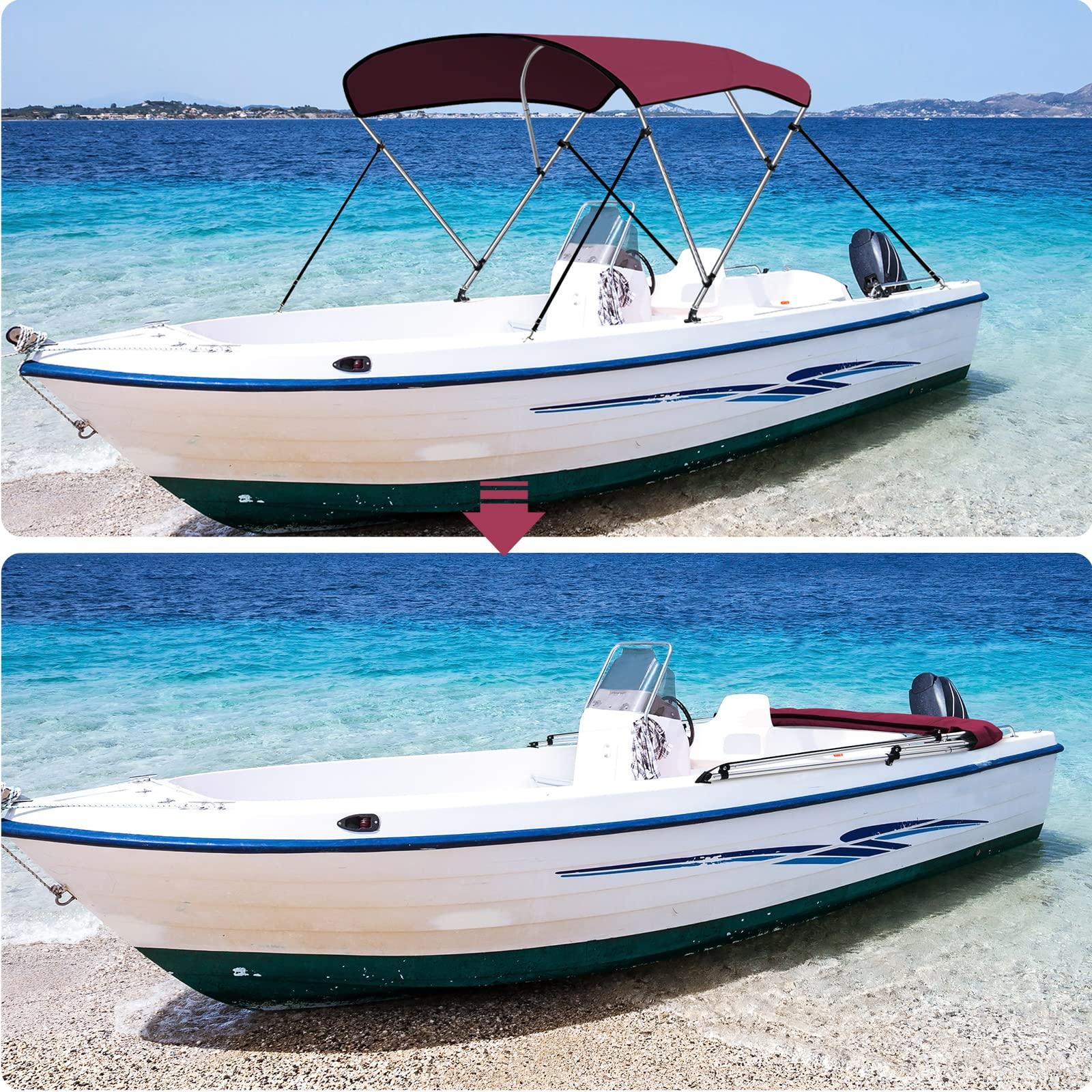 KAKIT KAKIT 3 4 Bow Bimini Tops for Boats with Mesh Sides Heavy Duty Cover Adjustable 4 Straps Zippered Storage Boot