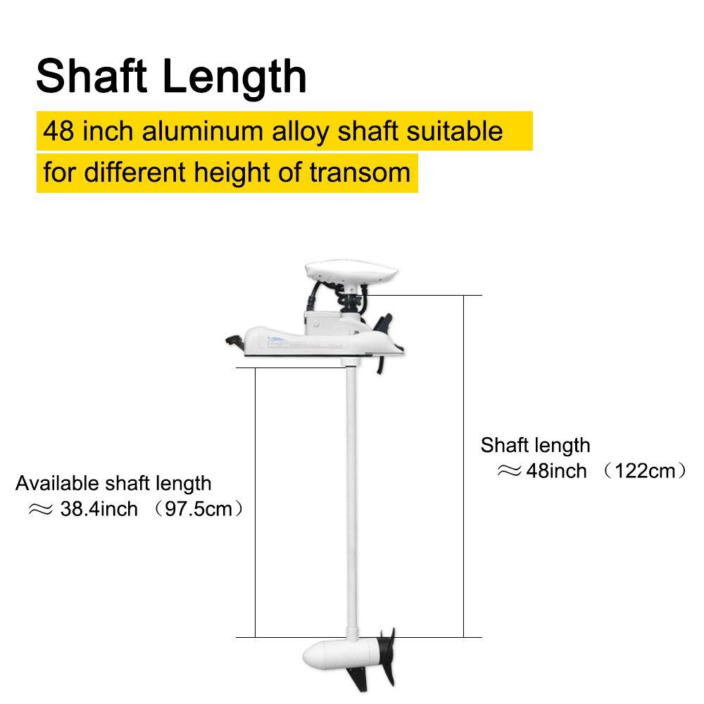 AQUOS AQUOS Haswing White 12V 55LBS 48inch Electric Bow Mount Trolling Motor with Remote Control for Inflatable Boat Kayak Bass Boat Aluminum Boat Fishing, Freshwater and Saltwater Use