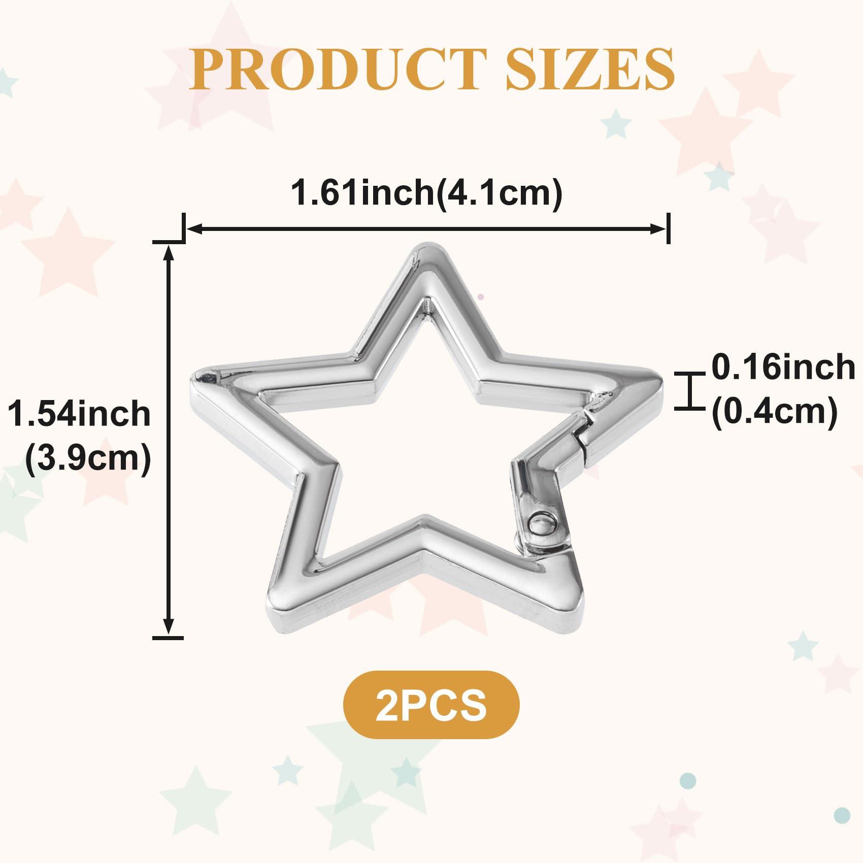 Isslly Isslly 2 PCS Star Carabiners, Zinc Alloy Heavy Duty Star Shaped Keychain Clip, Carabiner Clip for Camping, Hiking, Fishing - Silver