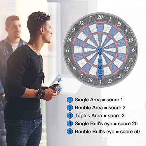 WIN.MAX WIN.MAX Electronic Dart Board Cabinet Set, LED Electric Digital Soft Tip Dart Boards for Adults with Cabinet, up to 16 Players, 38 Games and 211 Variations with 12 Soft Tip Dartboard Set (Silver)