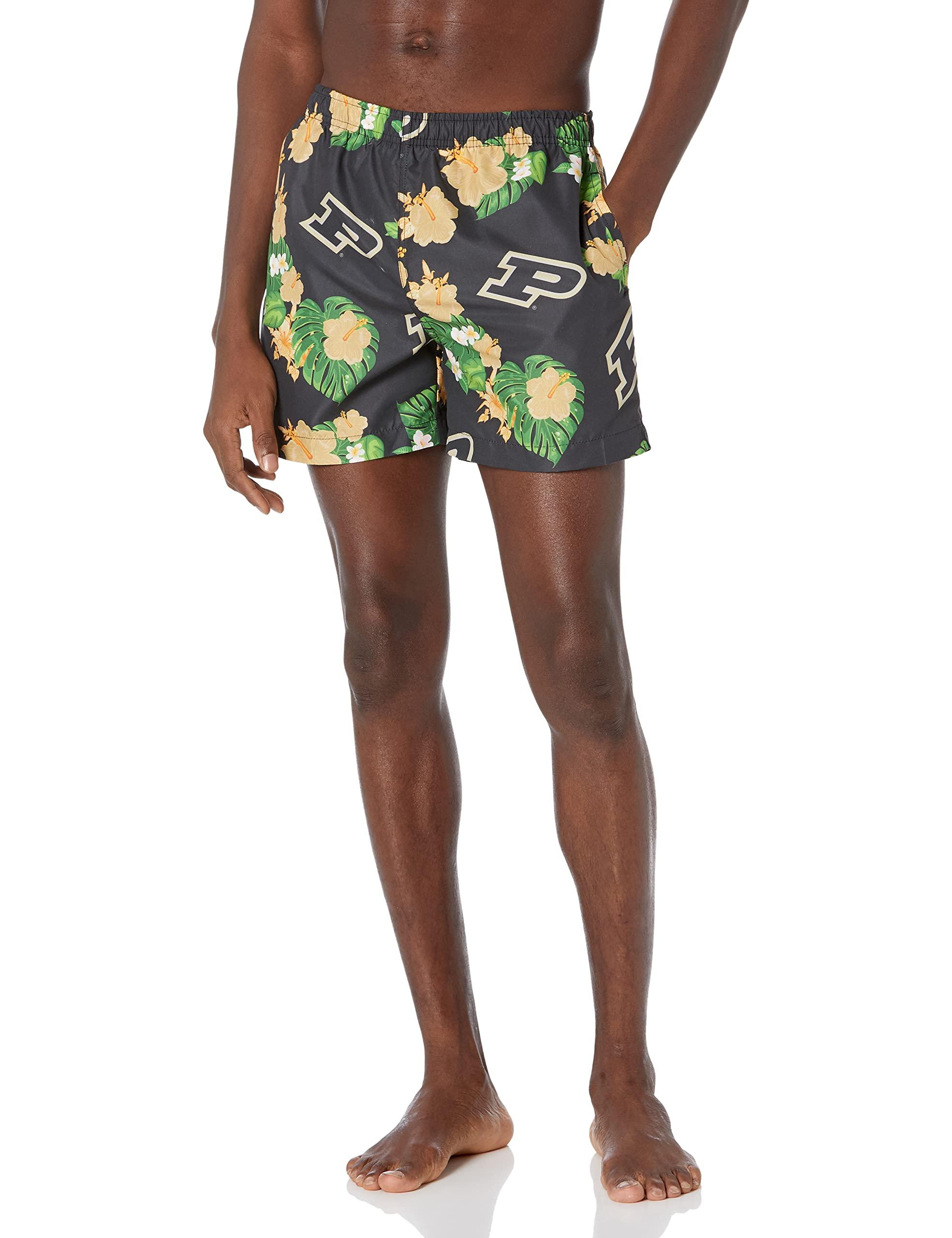 FOCO FOCO Men\'s Logo Floral Hawaiian Swim Suit Trunks, Team Color, XL