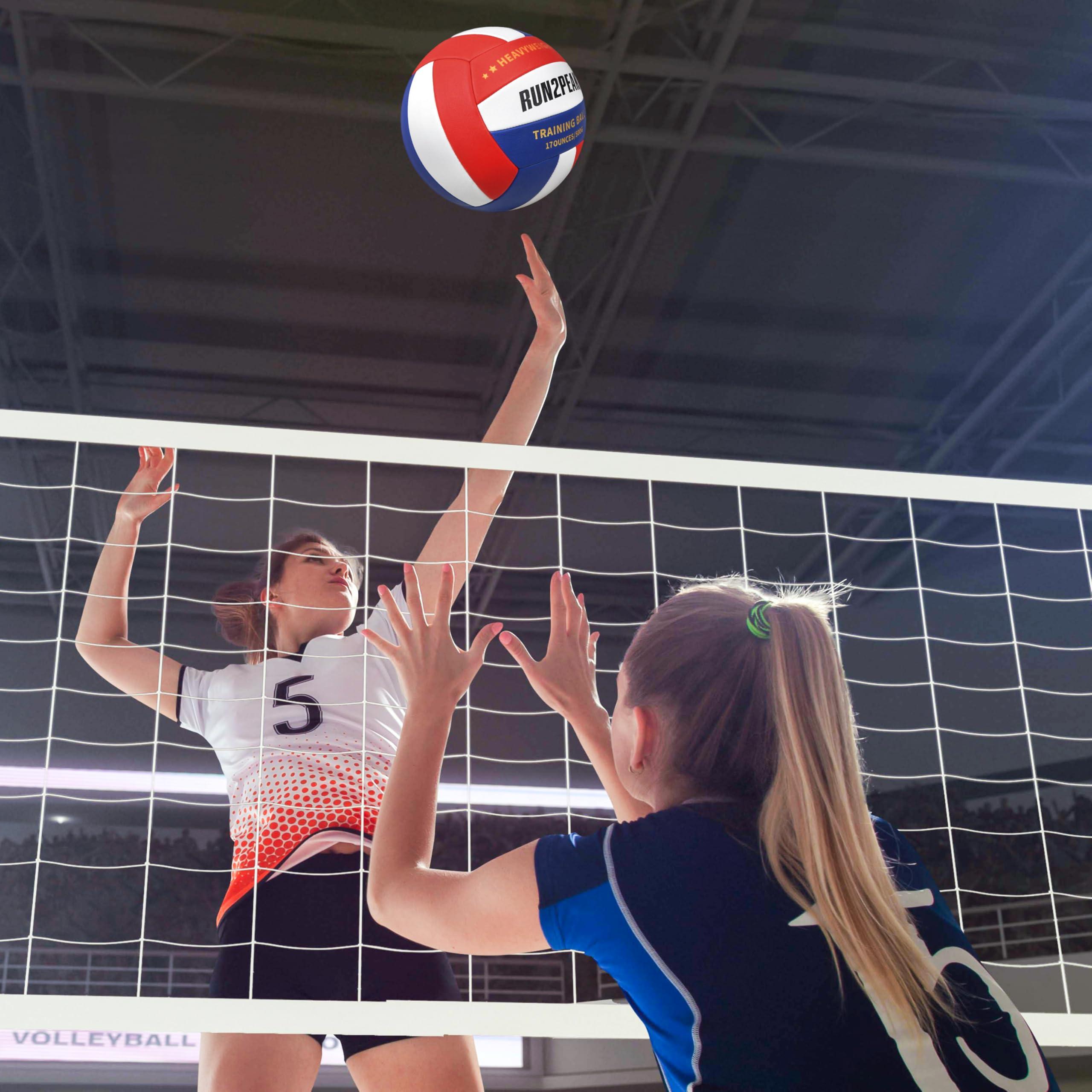 RUN2PEAK RUN2PEAK Heavy Weight Volleyball Setter Training Ball 1.1 Lbs/ 500 G Official Size 5 Volleyballs PU Practice Volley Balls for Indoor Rebounder Equipment Setters Weighted Volleyball Setting Trainer