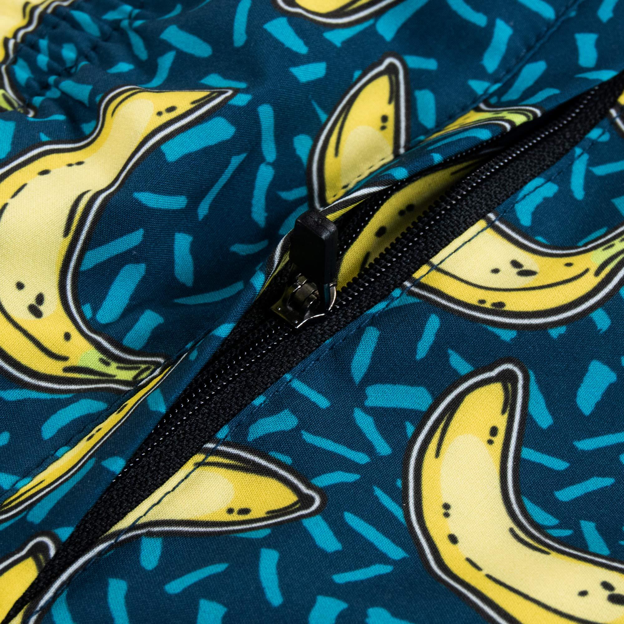 Third Wave Third Wave Mens Swim Trunks - Slim Fit Swim Shorts for Men with 5 Inch Inseam for Beach and Swimming in Bathing Suit Sizes XS to XXL (Bananaz, X-Large)