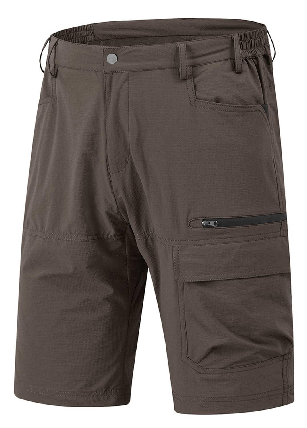Rdruko Rdruko Men\'s Quick Dry Work Shorts Water Resistant Golf Cargo Shorts with Zipper Pockets(Brown, US 36)