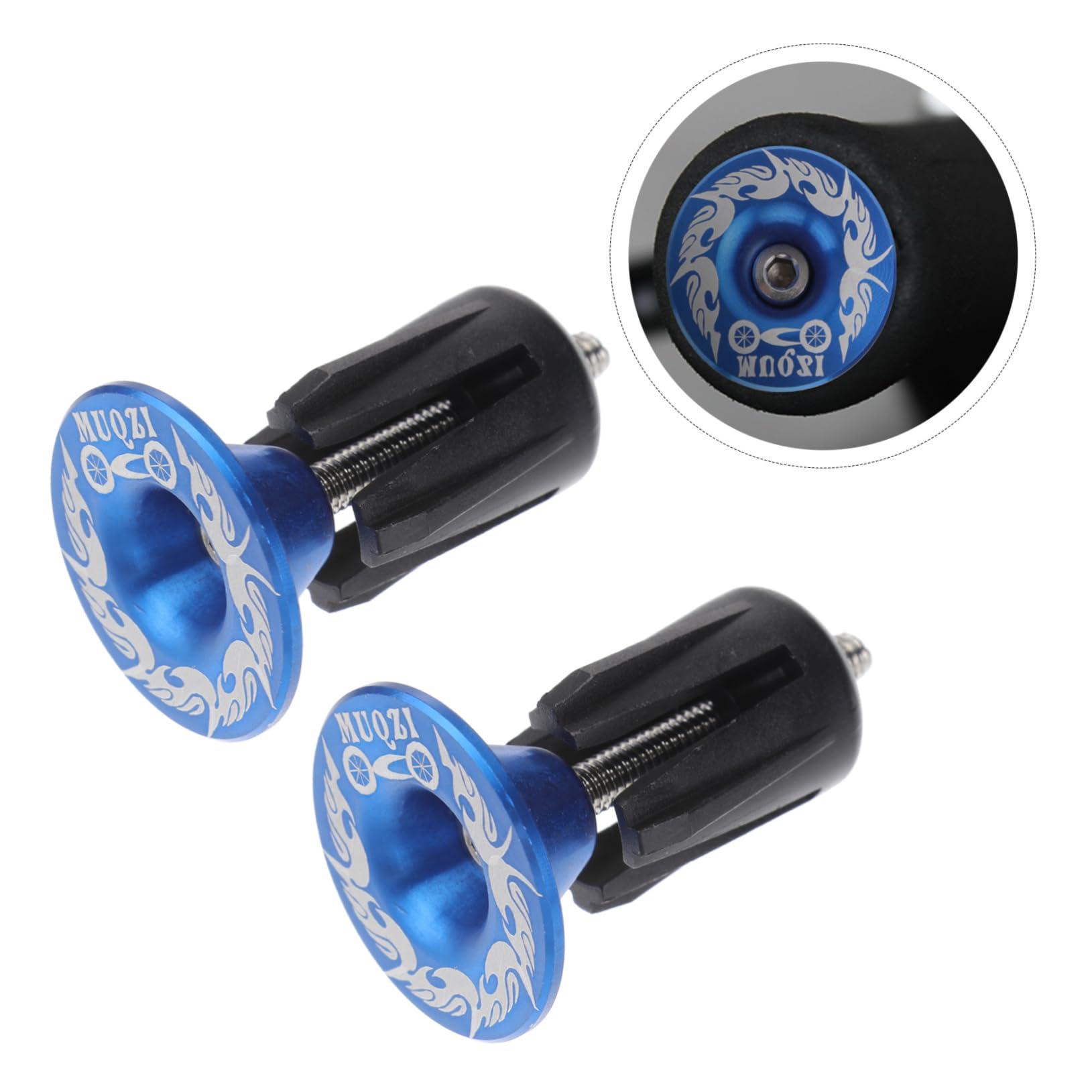 HANABASS HANABASS Aluminum Alloy Bar End Plugs for Mountain Road Bikes Lightweight Durable Caps with Silver Ring Easy to Install Handlebar End Caps Blue
