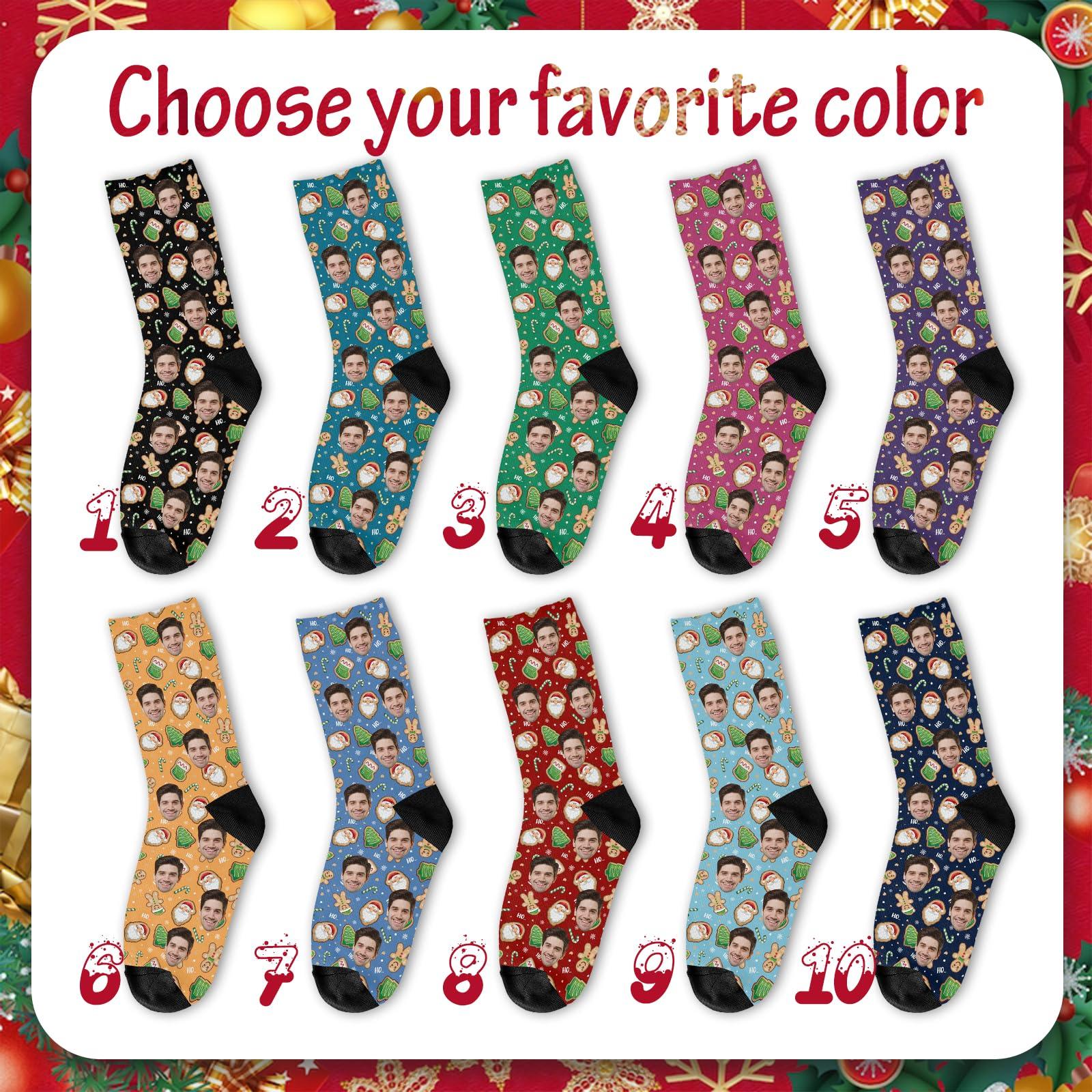 NineFit Basics Custom Face Socks with Photo Novelty Crew Socks, Personalized Christmas Unisex Crew Sock Christmas Gifts for Men Women Made in USA (US, Alpha, One Size, Regular, Regular, Design 28)