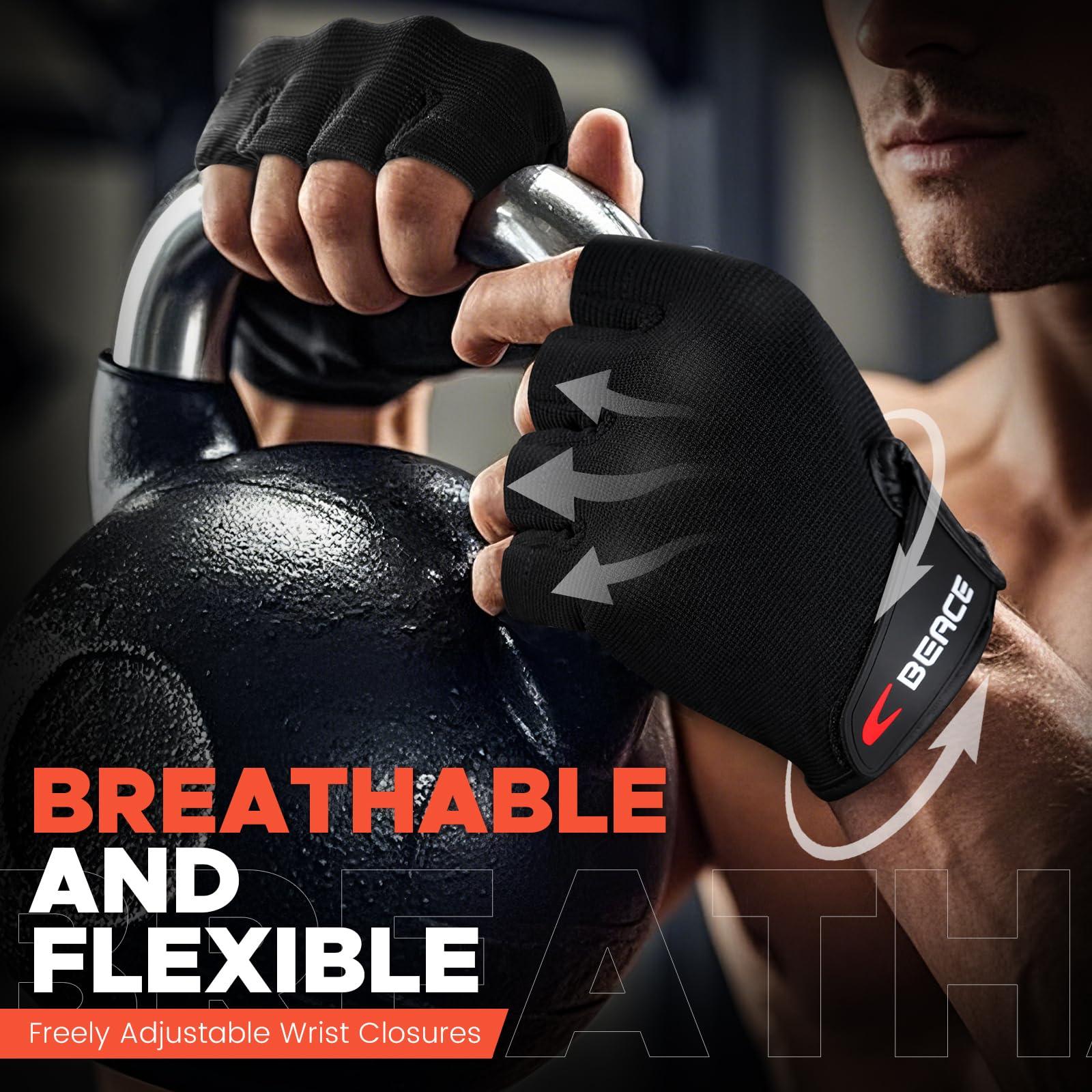 BEACE BEACE Weight Lifting Gym Gloves with Anti-Slip Leather Palm for Workout Exercise Training Fitness and Bodybuilding for Men & Women