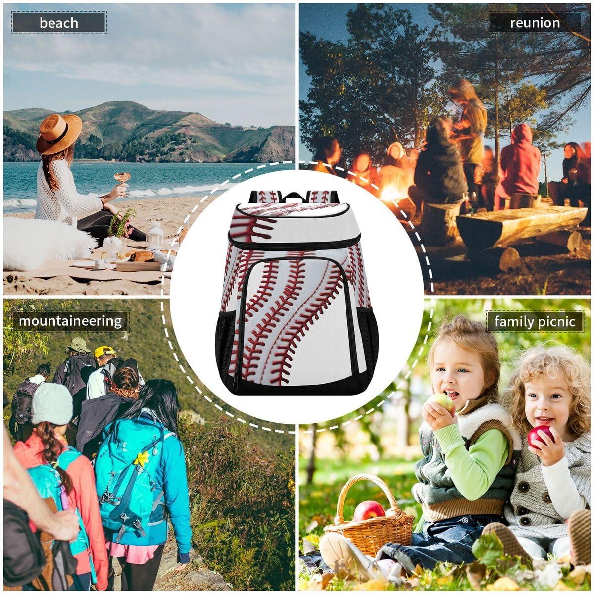 xigua xigua Baseball Stripes Cooler Backpack Leakproof Large Capacity Insulated Backpack Cooler Bag Lunch Bag for Work/Hiking/Camping/Beach/Fishing153