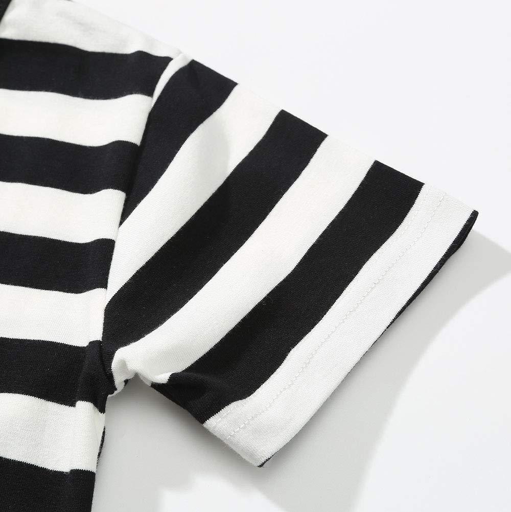 GRANDWISH Boys Black and White Striped T-Shirt, Short Sleeve Crewneck Tees Top Shirt Size 3T