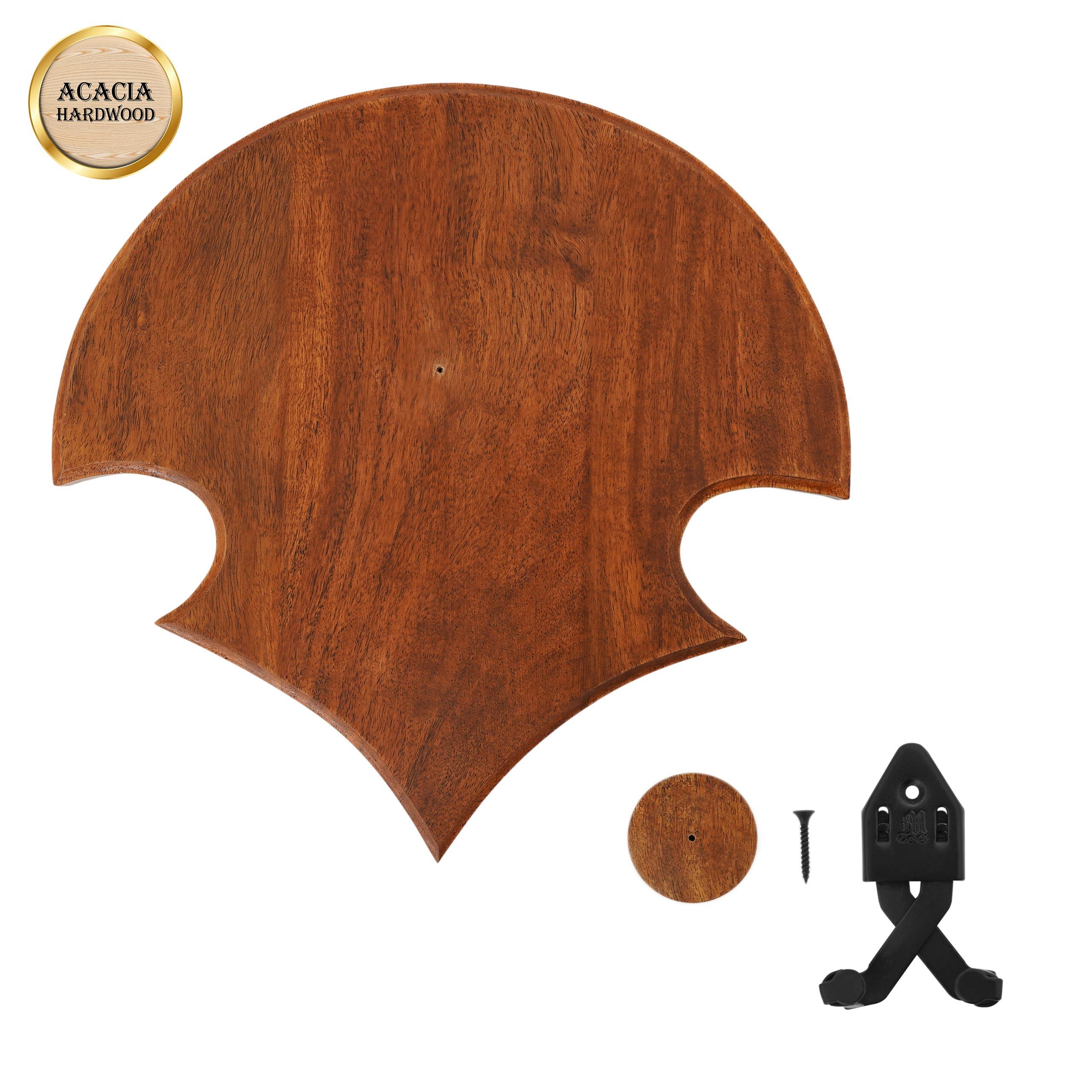 Mythrojan Mythrojan Wooden Sword Wall Mount Medieval Sword Plaque Sword Holder for Display Holder with Hardware Sword Hanger Wall Vertical Mount Single Rack Display Holder Home Dcor, Natural - 11.75\" x 11.75\"