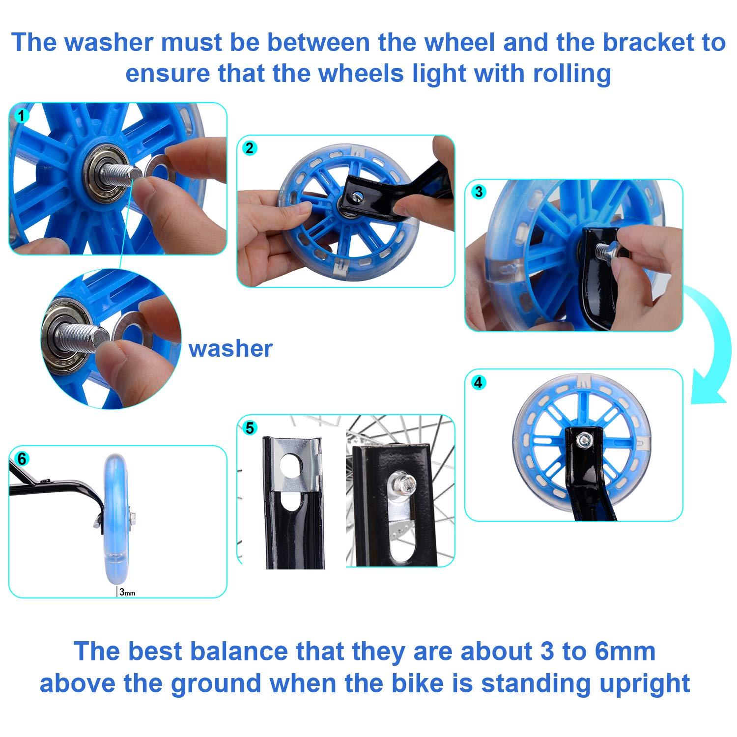 FORTOP FORTOP Bike Training Wheels, Pair of Heavy Duty Rear with Stabilizers Mounted Kit for Kids Boy Girls Bikes of Single Speed Bicycle with 12 14 16 18 20 Inch (Blue01, 12IN-20IN)