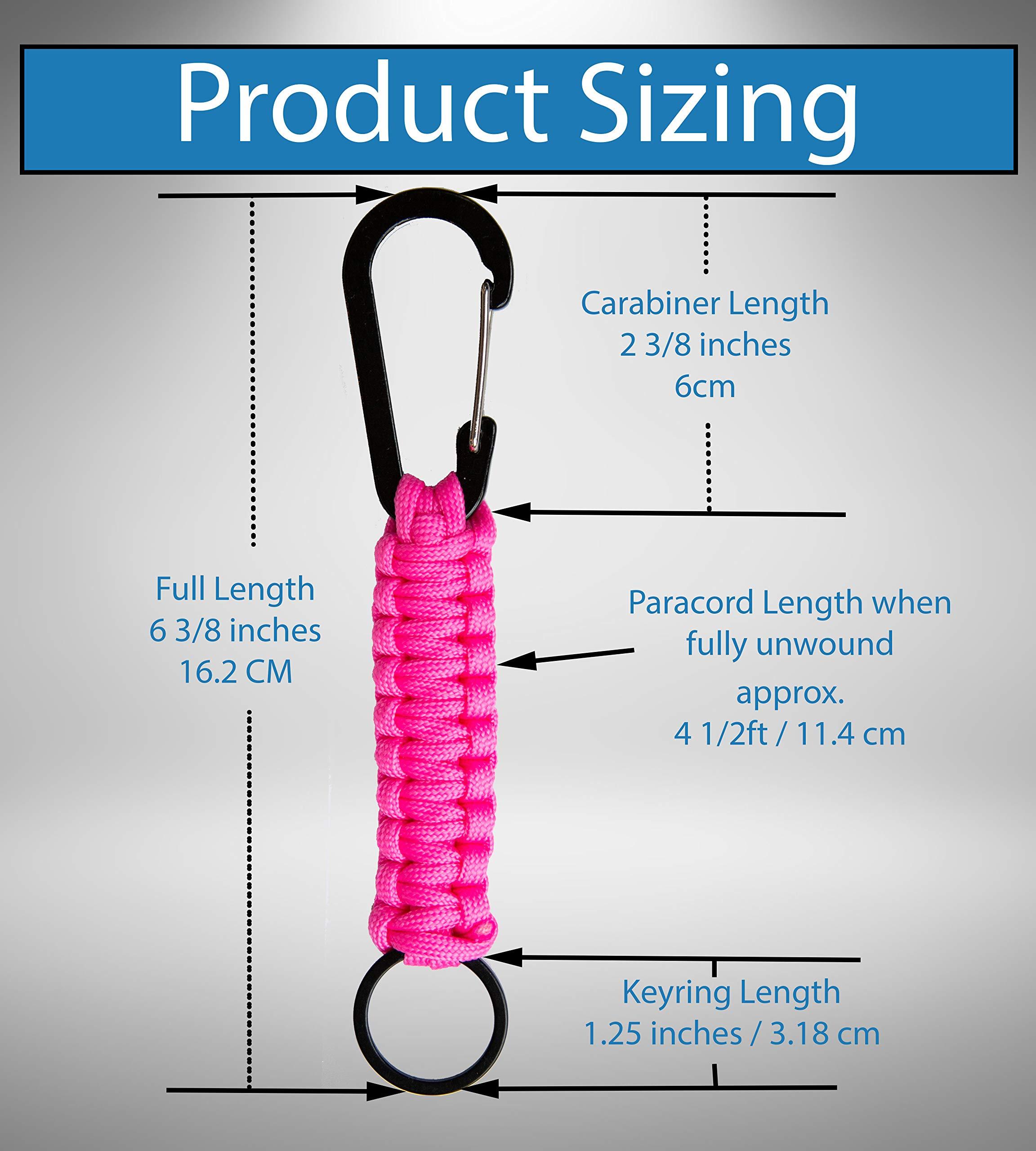 C and C Adventures C and C Adventures Carabiner Keychain Lanyard Hook with Paracord Strap Key Ring Para Cord D Locking Hanger Keyring Clip for Keys, Backpacks, Camping, Hiking, Traveling