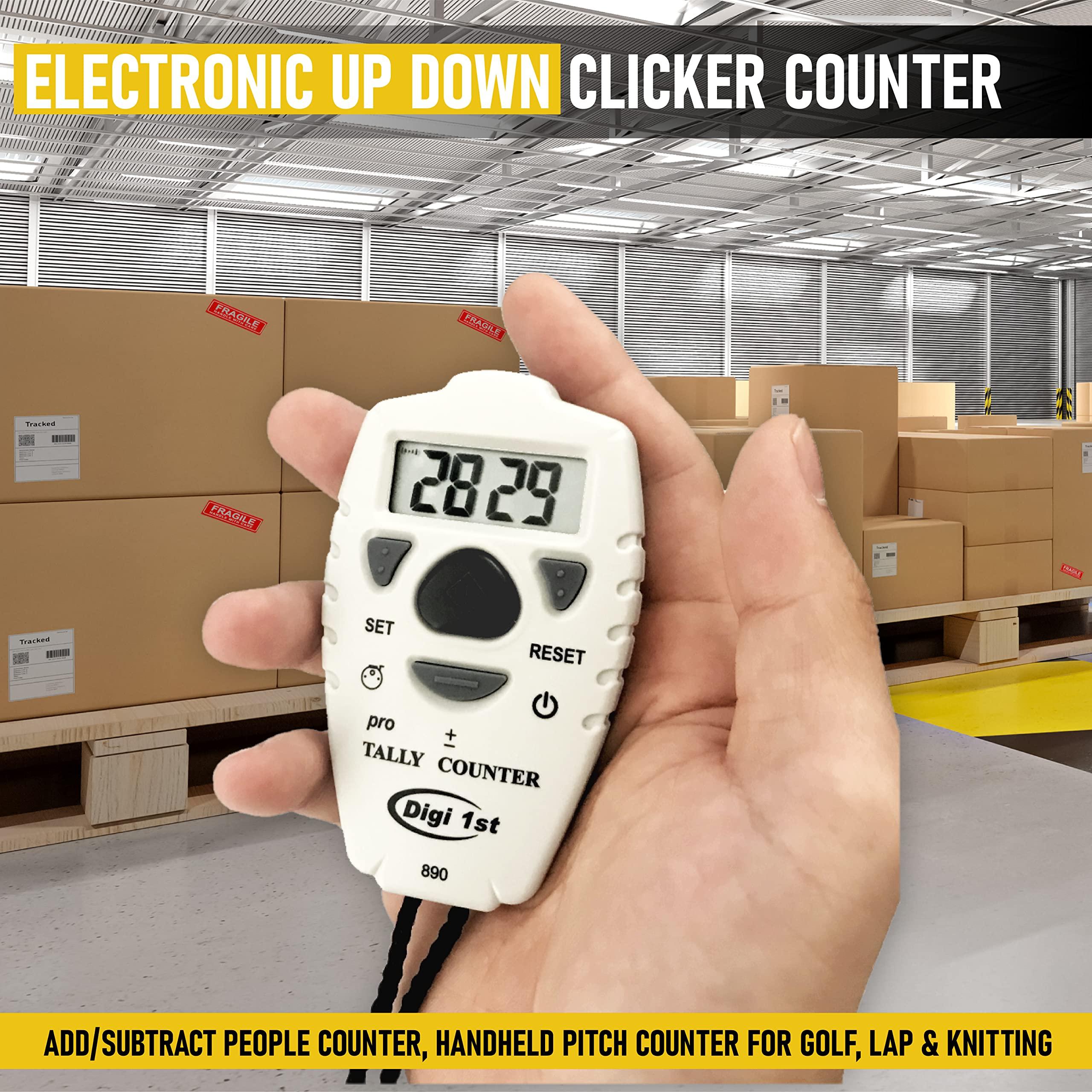 Digi 1st Digi 1st TC-890 Digital Tally Counter, Electronic Up Down Clicker Counter, Add/Subtract People Counter, Handheld Pitch Counter for Golf, Lap & Knitting (1-Pack)
