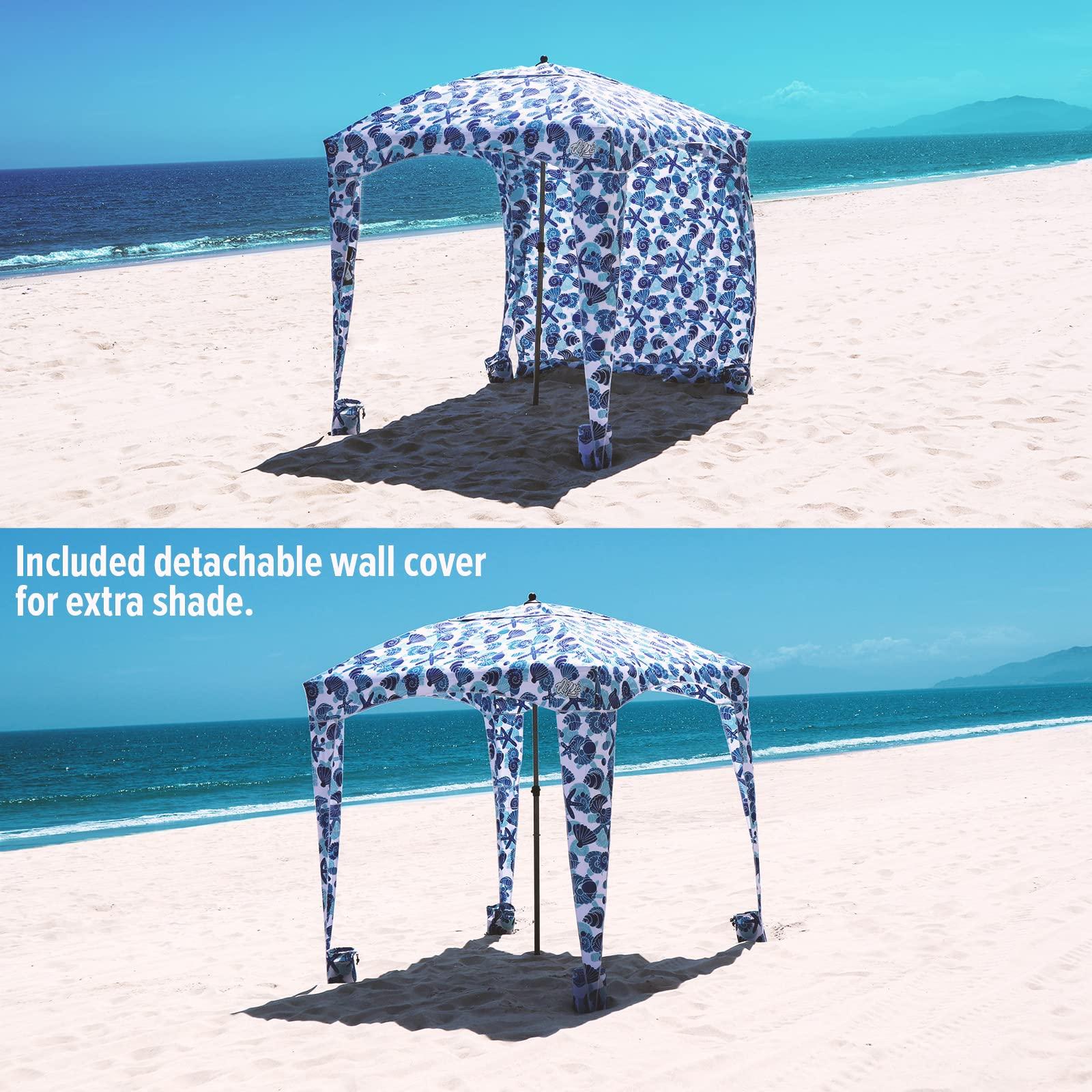 Qipi Qipi Beach Cabana - Easy to Set Up Canopy, Waterproof, Portable 6\' x 6\' Beach Shelter, Included Side Wall, Shade with UPF 50+ UV Protection, Ultimate Sun Umbrella - for Kids, Family - Sea Life